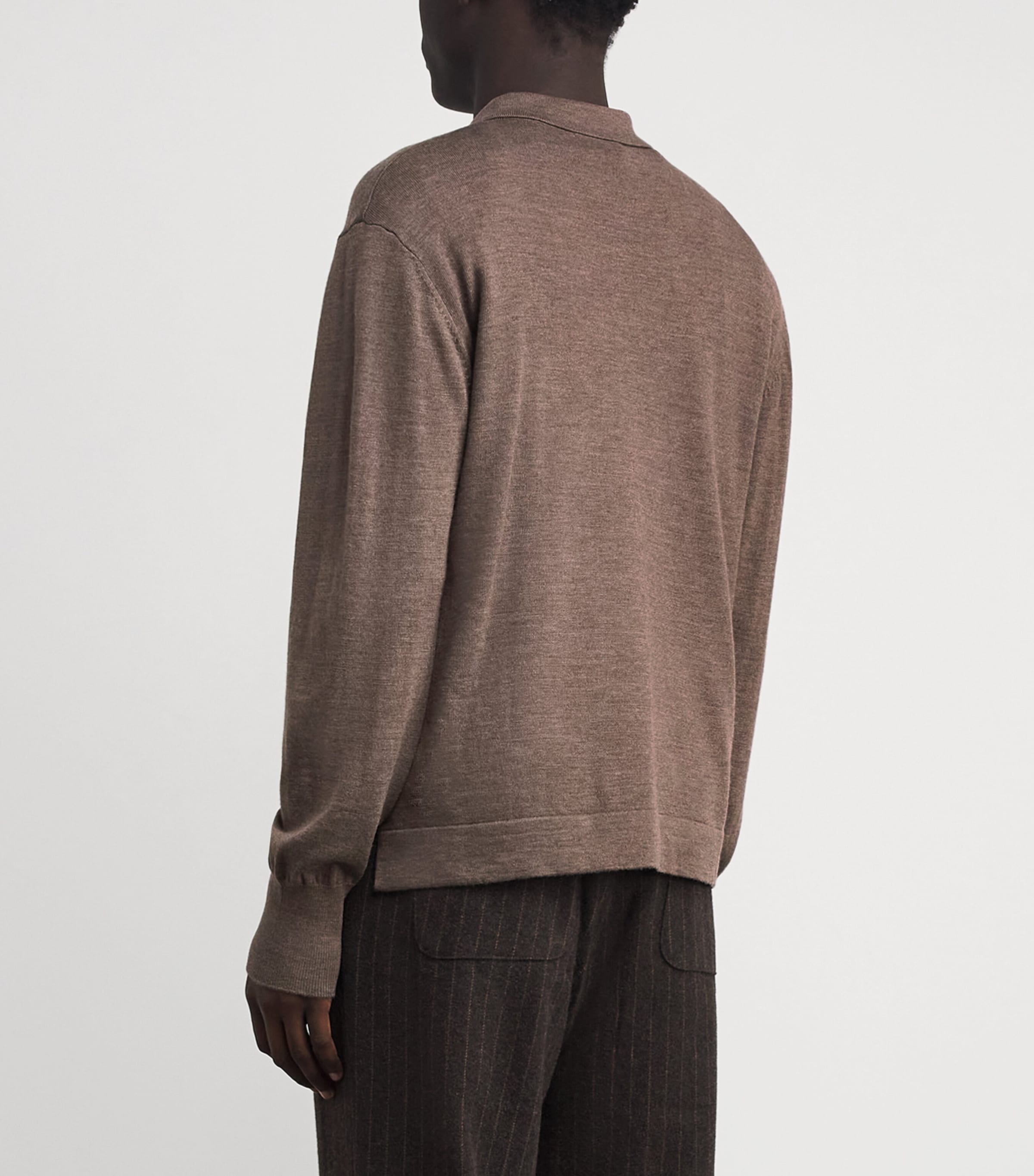 Wool Quarter-Zip Polo Sweater HEATHER GINGER BREAD Image 4