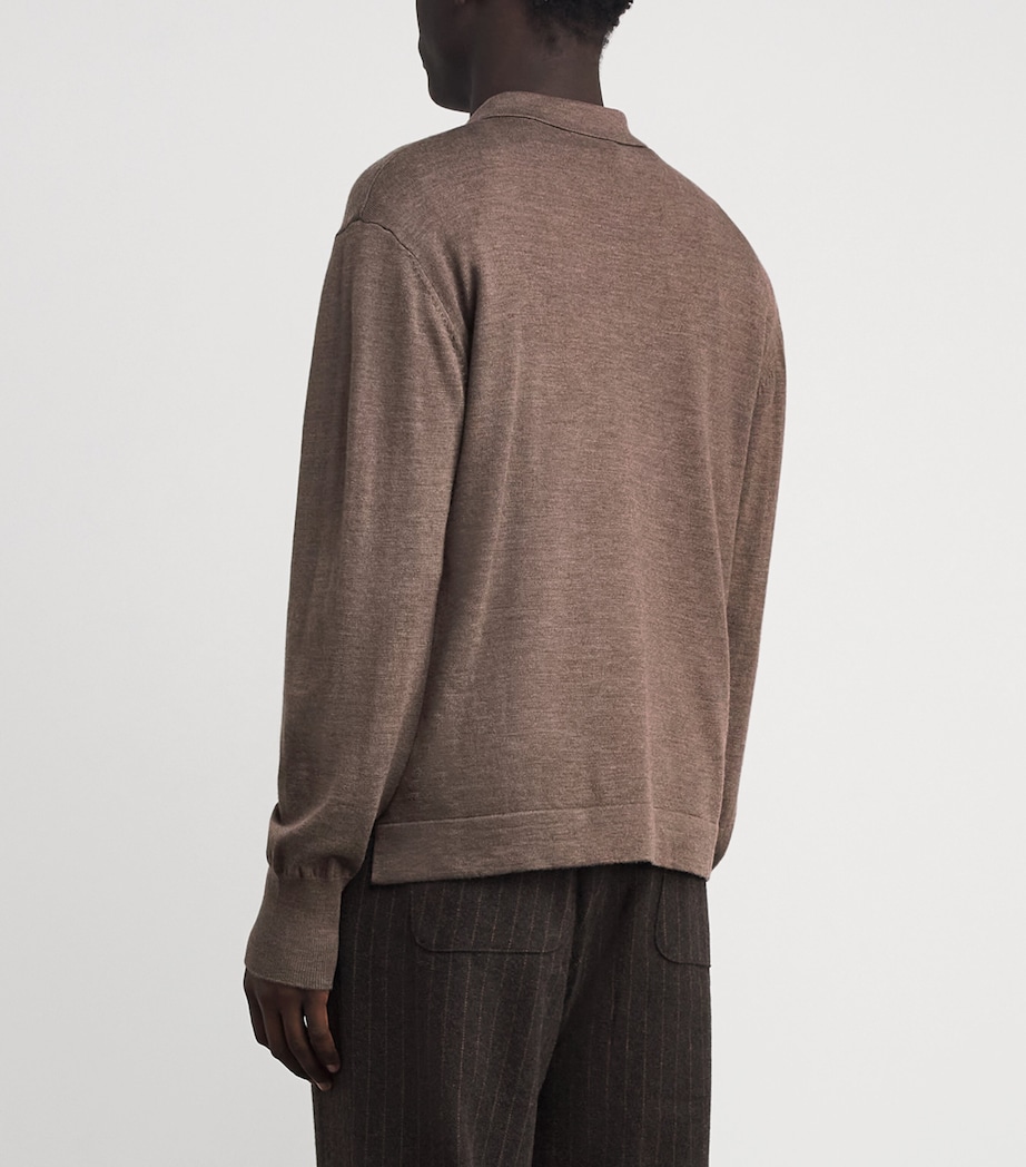 Wool Quarter-Zip Polo Sweater HEATHER GINGER BREAD Image 4