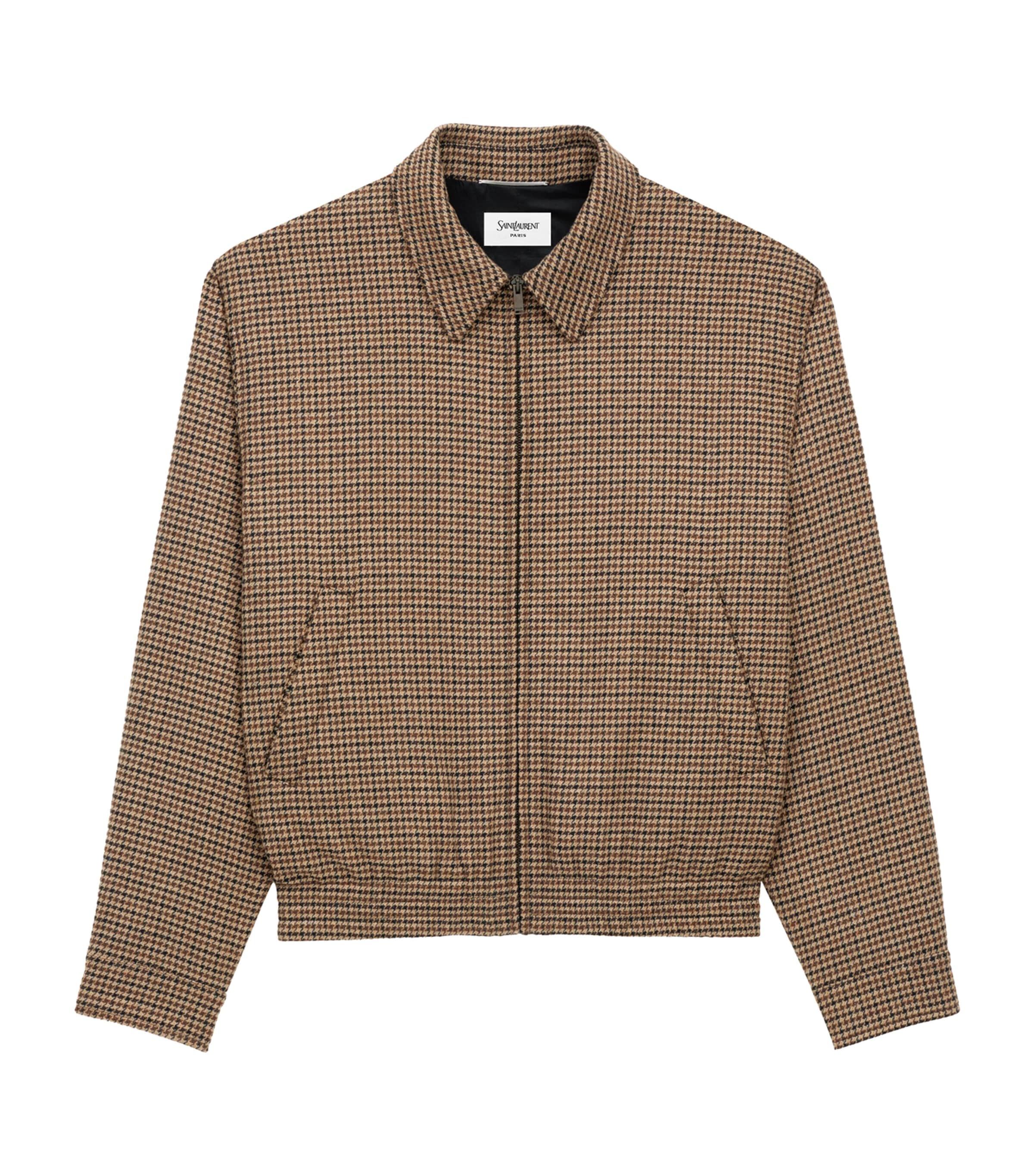 Saint Laurent Puppytooth Padded Jacket In Brown