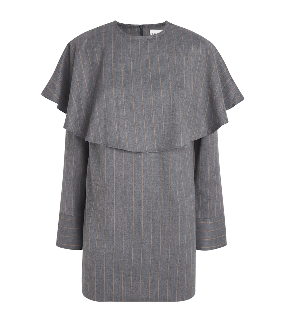 Detachable-Collar Stripe Mini Dress 205 PEWTER Image 1