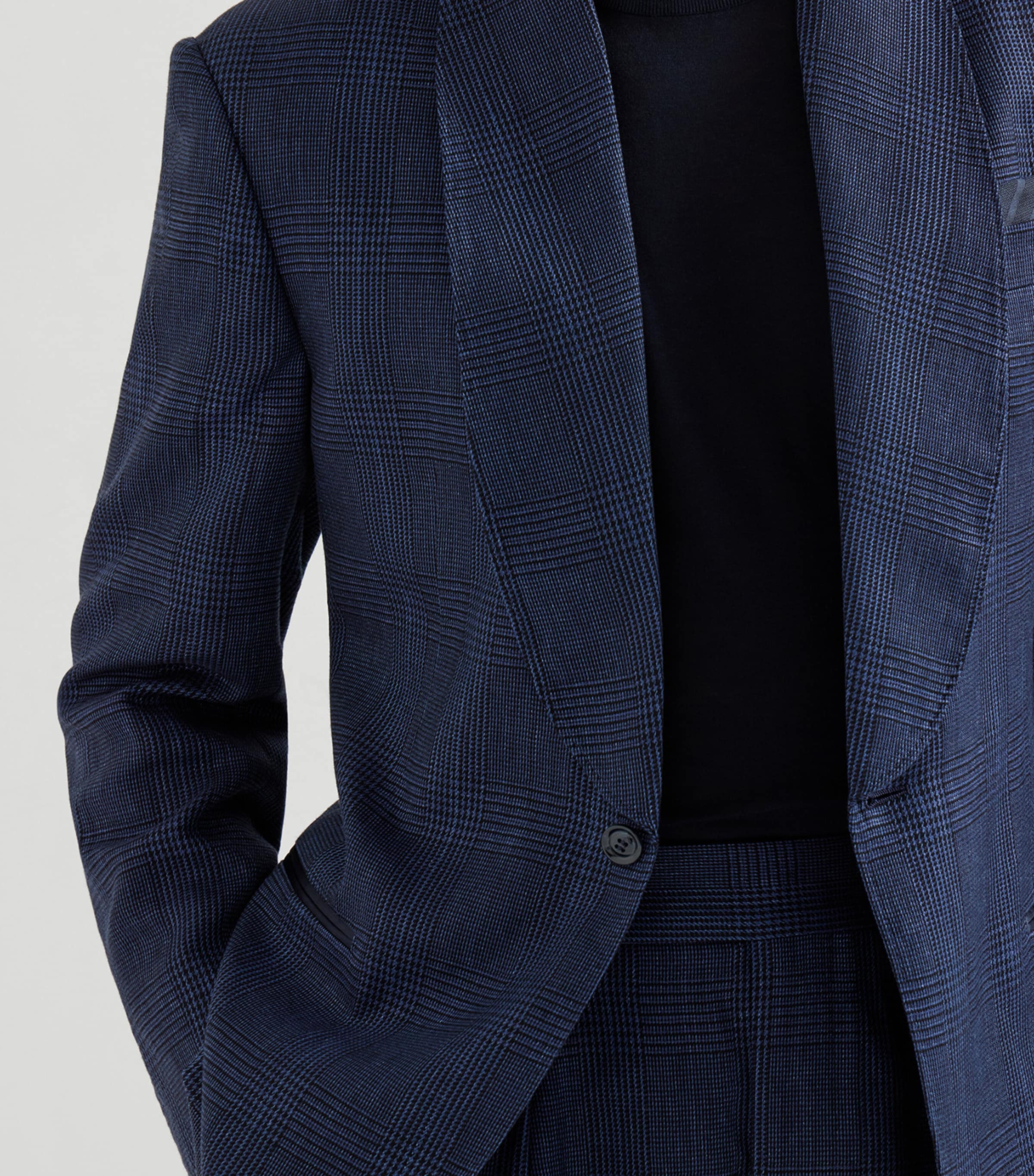 Brunello Cucinelli Mens Cotton-Linen Prince of Wales Check Tuxedo Image 5