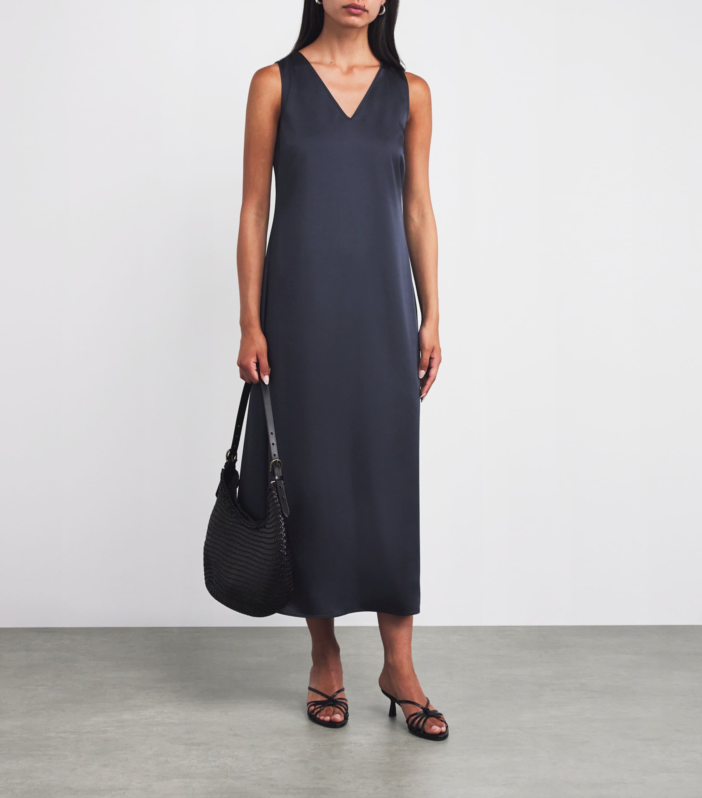Satin Maxi Dress NAVY Image 2