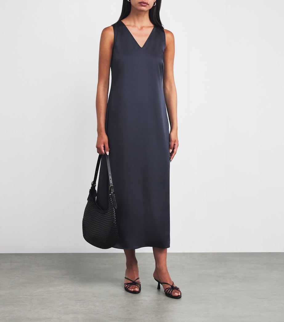 Satin Maxi Dress NAVY Image 2