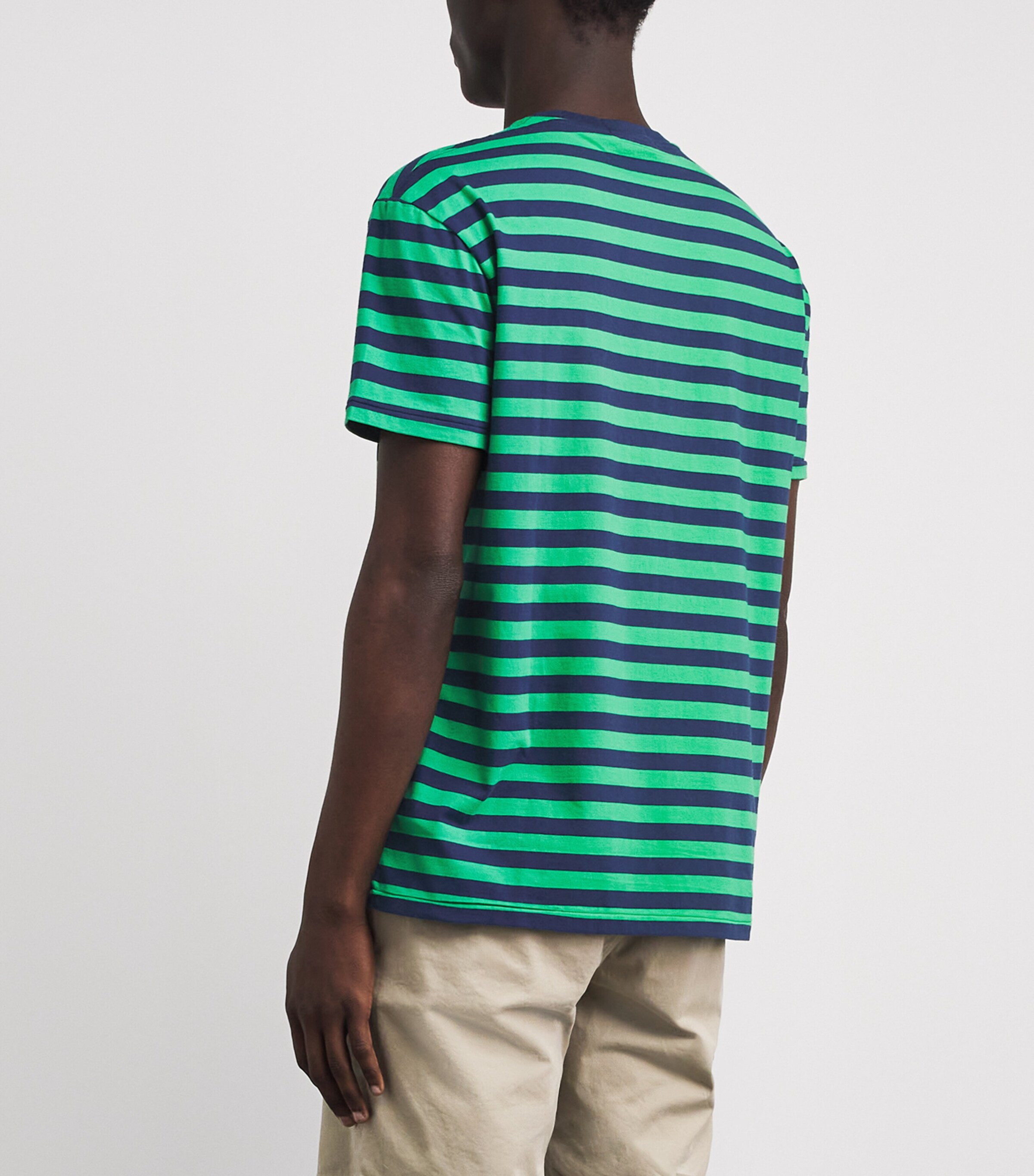 Polo Ralph Lauren Mens Cotton Stripe Classic Fit T-Shirt Ss Emerald/drk Coblt Image 5