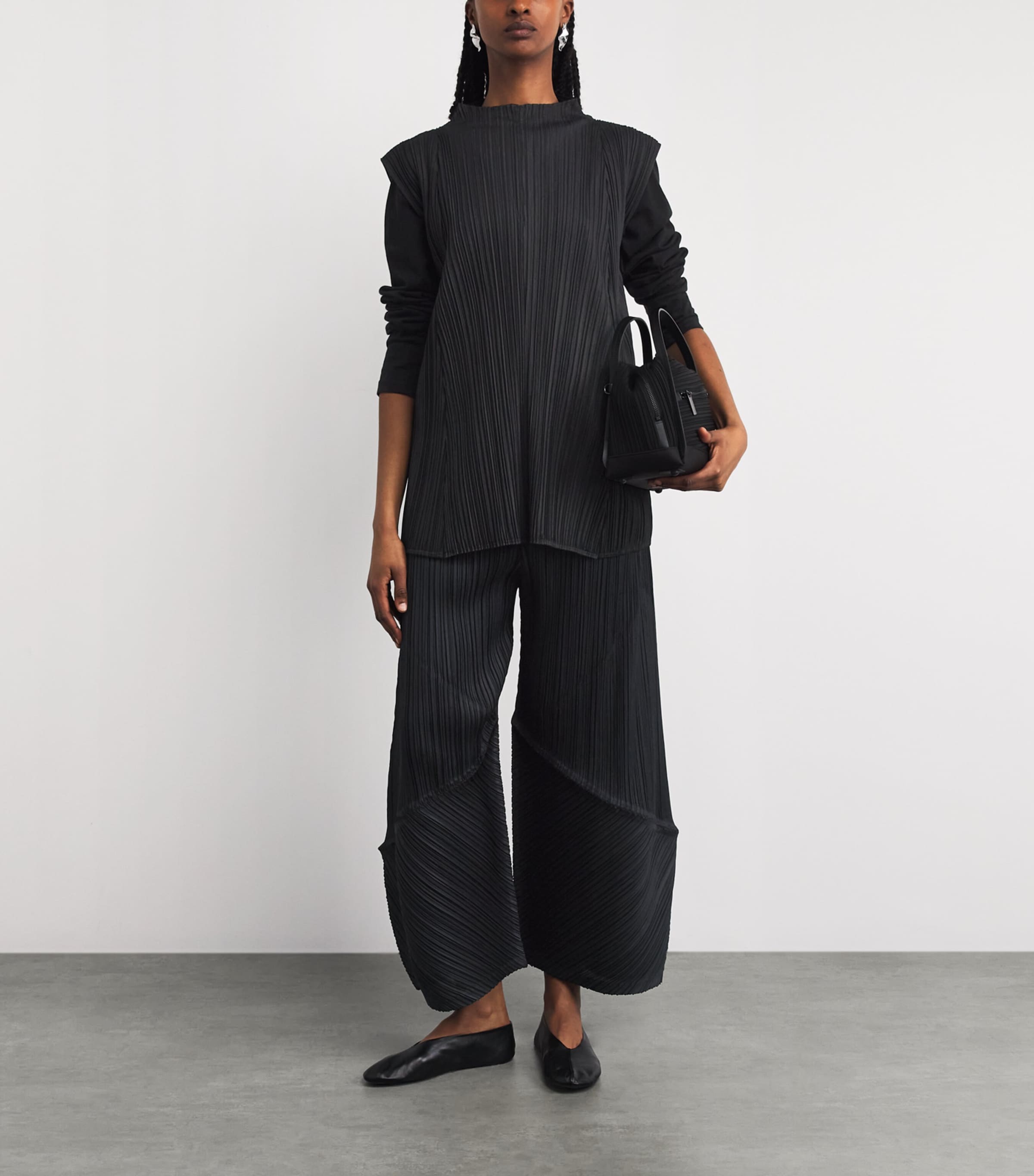 Pleats Please Issey Miyake Womens Mellow Pleats Top Black Image 2