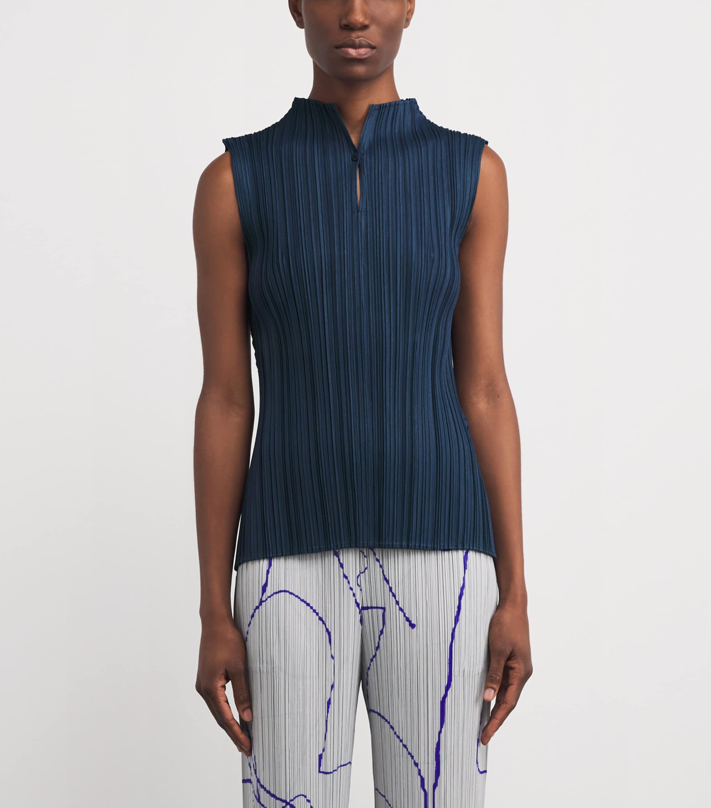 Pleats Please Issey Miyake Blue Mellow Pleats Top | Harrods US