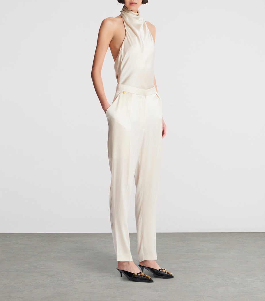Silk Straight Tailored Trousers 0AS BEIGE Image 2