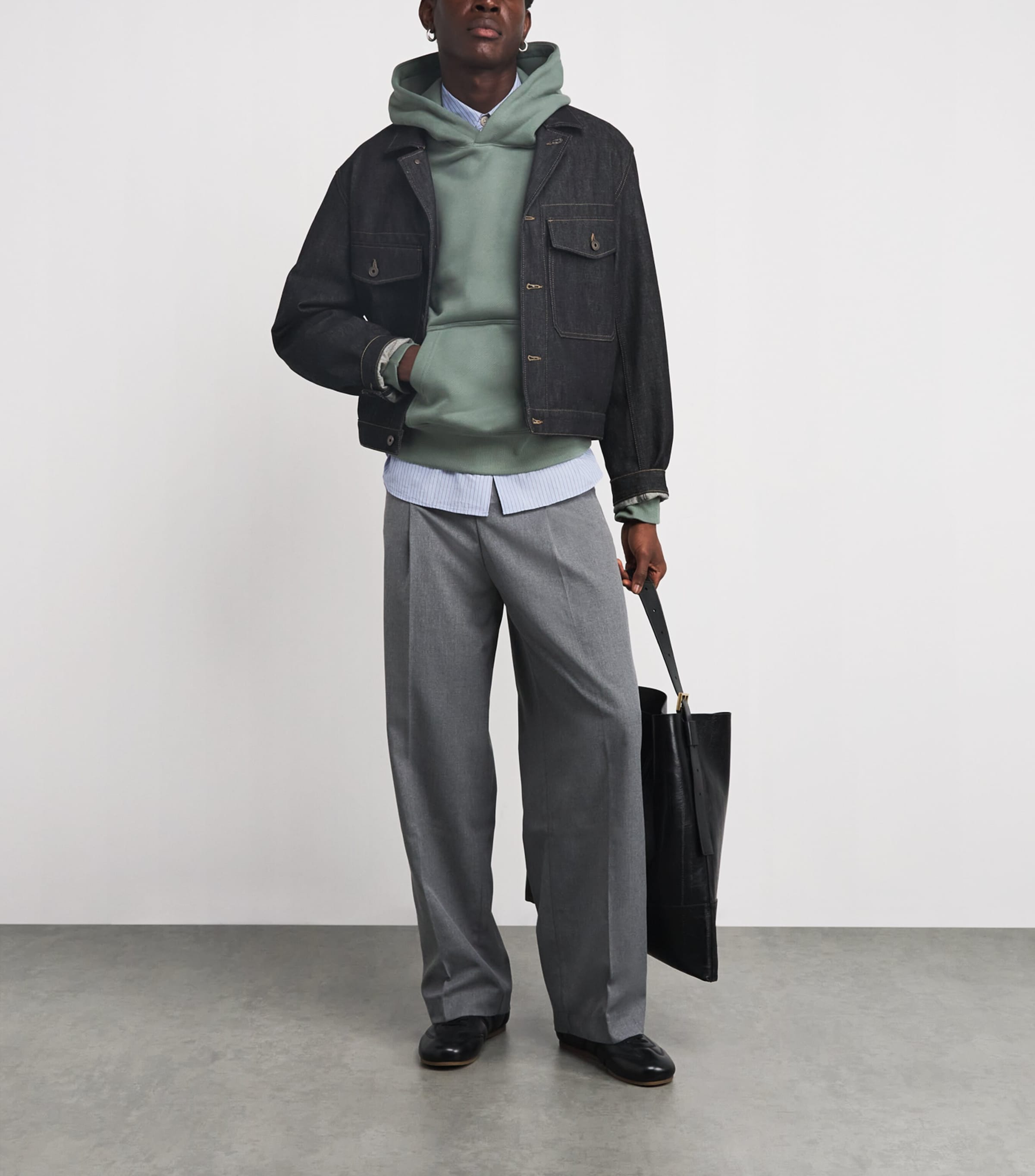 Cotton Logo Hoodie SAGE/ECRU Image 2