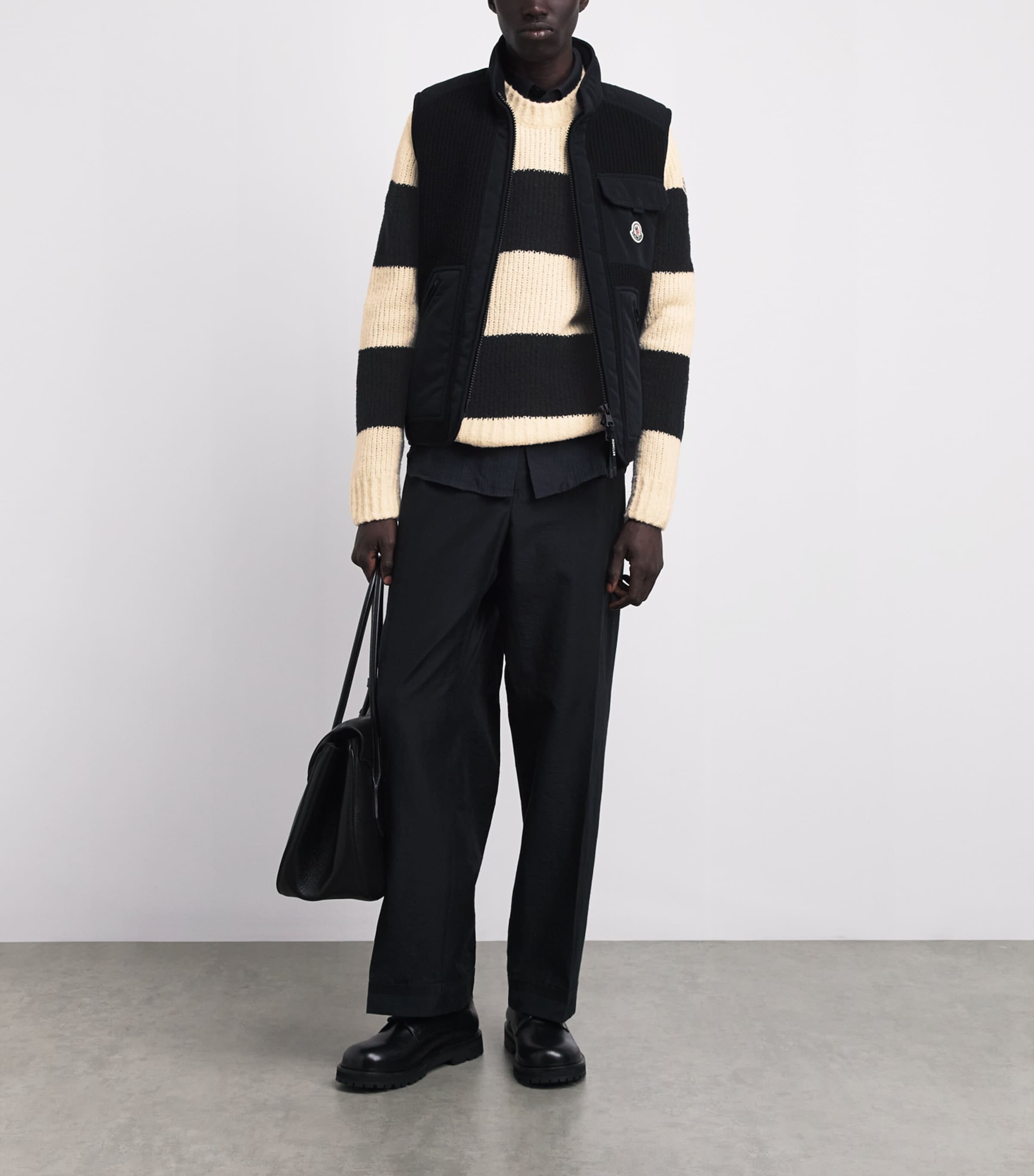 Moncler Mens Wool-Blend Stripe Sweater Image 2