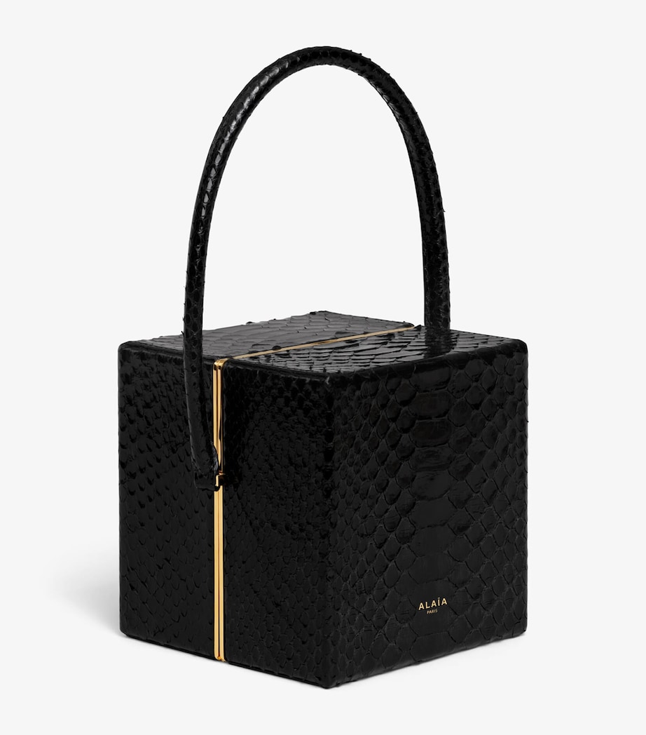 Snakeskin Cube Top-Handle Bag NOIR Image 3