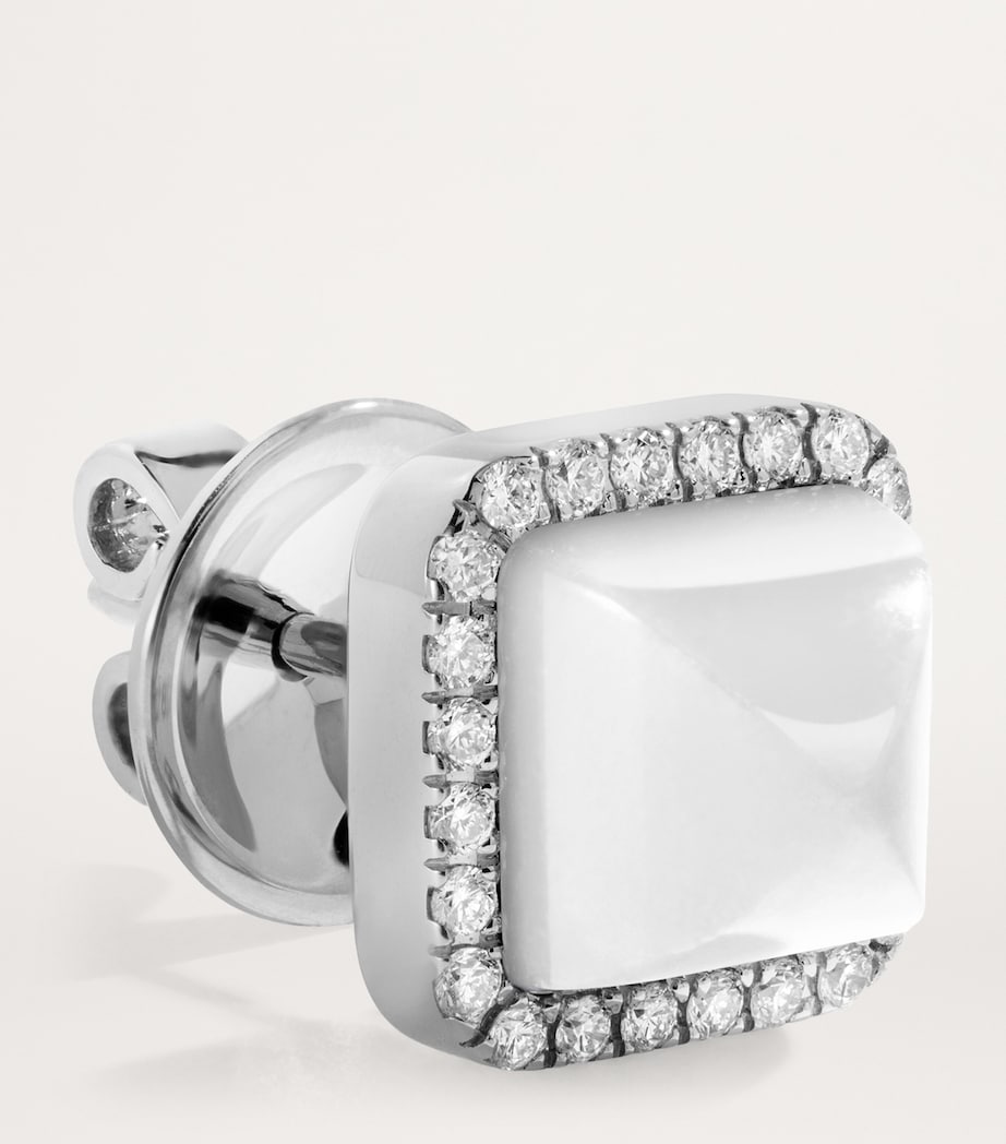 White Gold, Diamond and Agate Cleo Pyramid Earrings WHITE GOLD Image 2