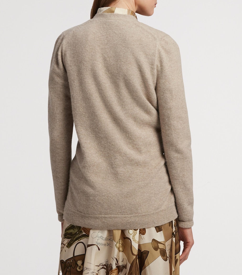 Cashmere-Blend V-Neck Cardigan TAN MULTI Image 7