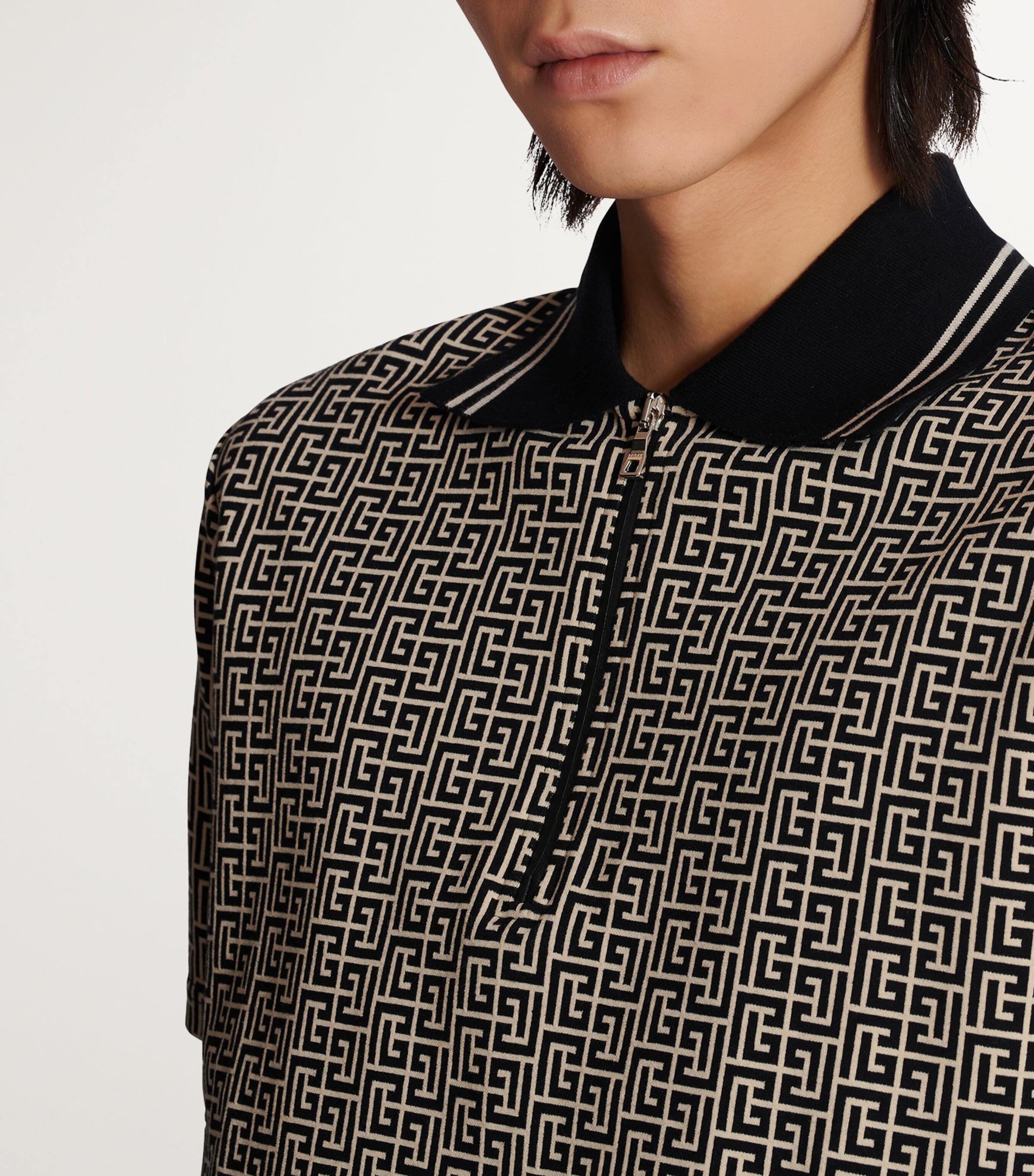 Virgin Wool PB Labyrinth Polo Shirt GFE IVOIRE/NOIR Image 6