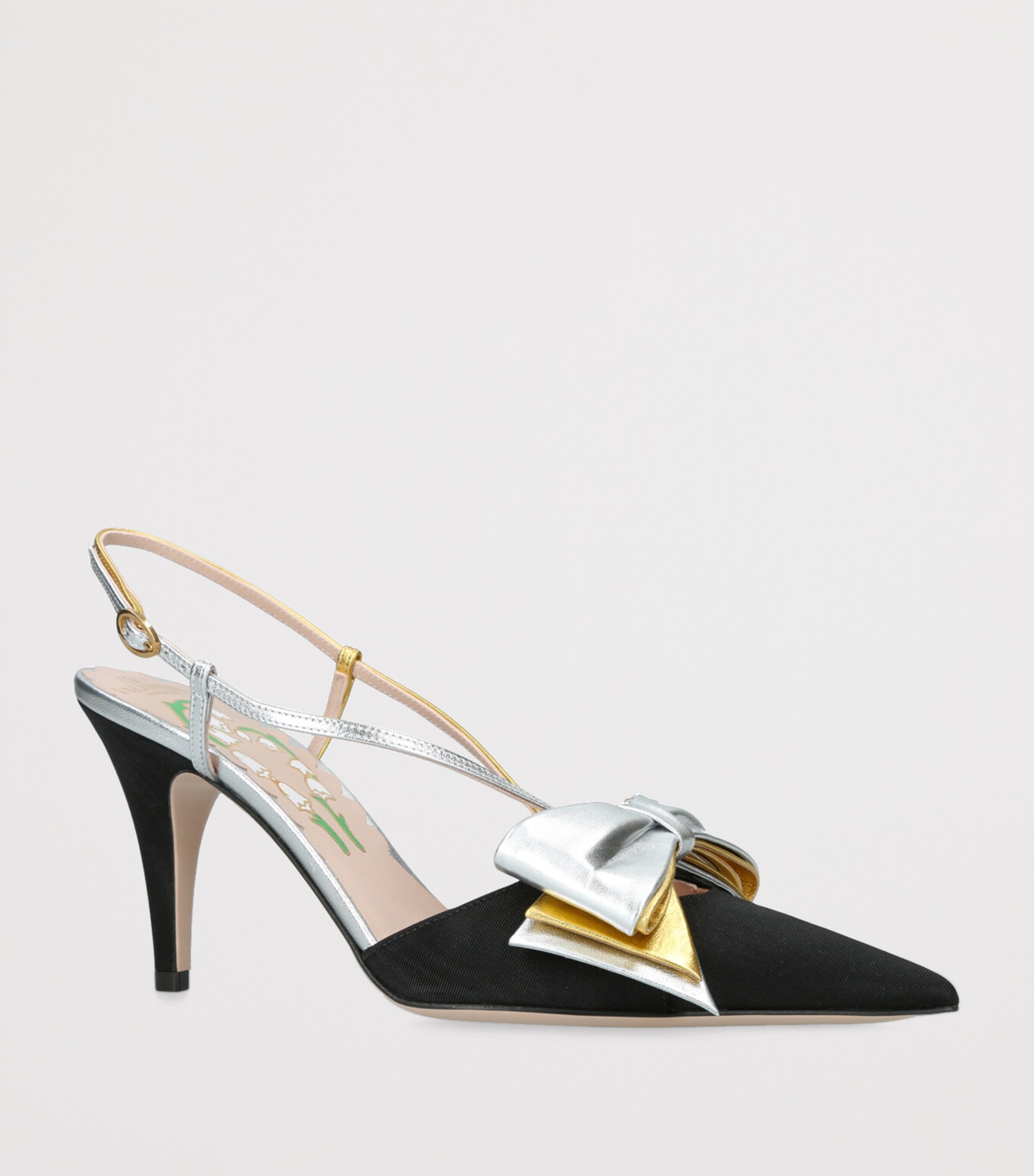 Valentino Garavani Leather Bow-Detail Bowow Slingback Heels 85 Black/comb Image 3