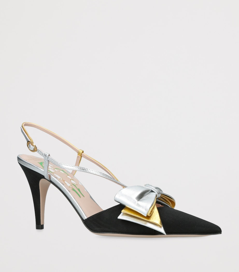 Valentino Garavani Leather Bow-Detail Bowow Slingback Heels 85 Black/comb Image 3