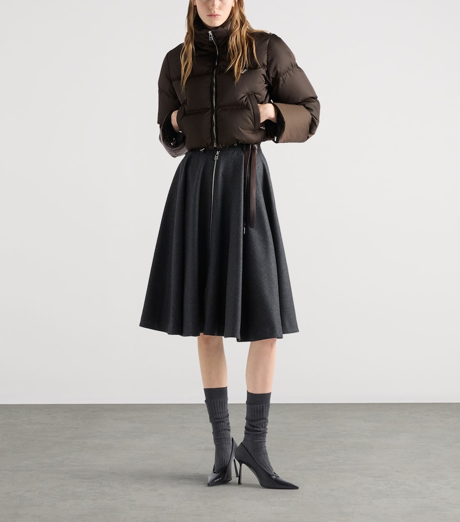 Prada Womens Re-Nylon Cropped Down Jacket Brown Image 2