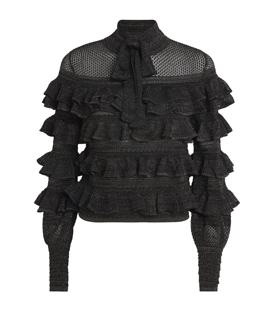Metallic Frilled Rebellion Top MTBK METALLIC BLACK Image 1