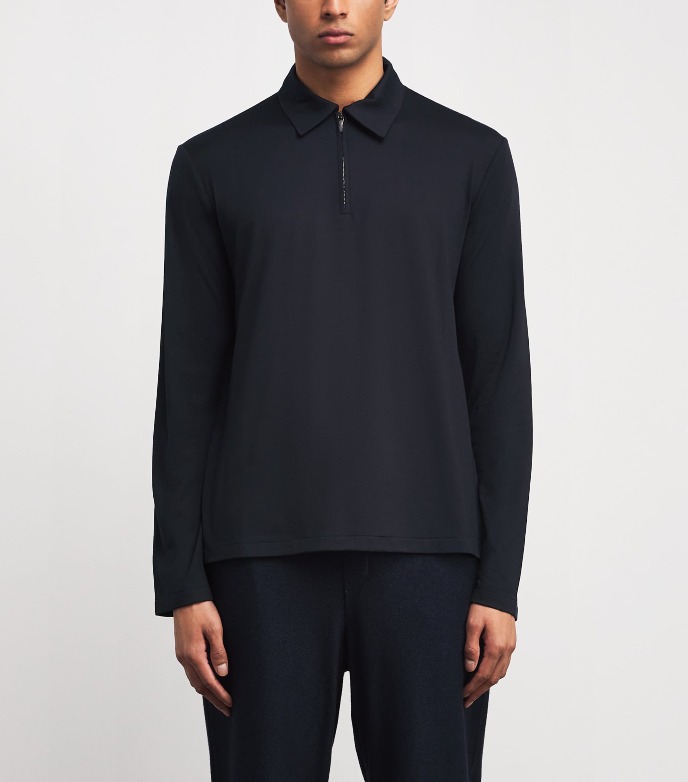 Kid Wool Quarter-Zip Polo Sweater 43000 NAVY BLUE Image 3