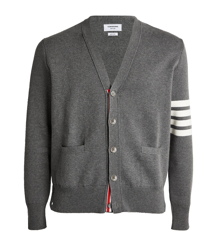 Cotton 4-Bar Stripe Cardigan MED GREY Image 1