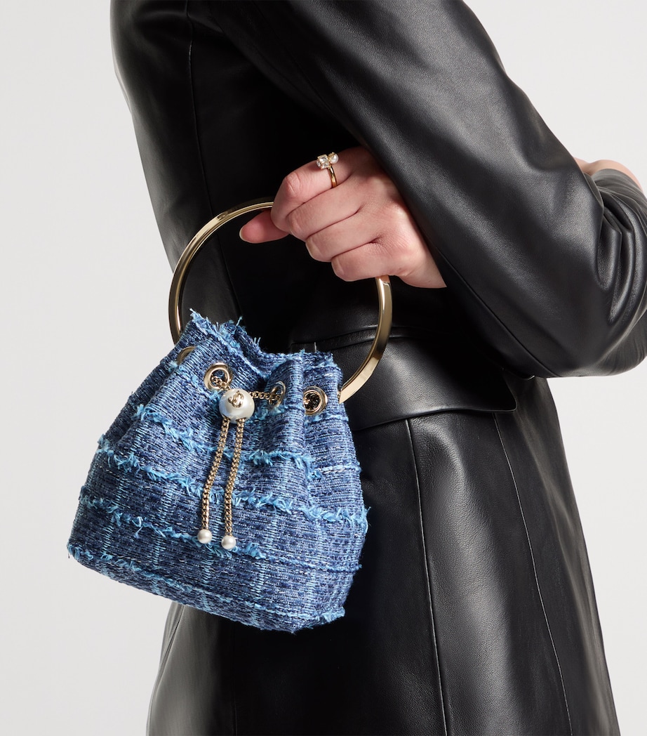 Jimmy Choo Bon Bon Denim Top-Handle Bag Denim Grid/light Gol Image 2