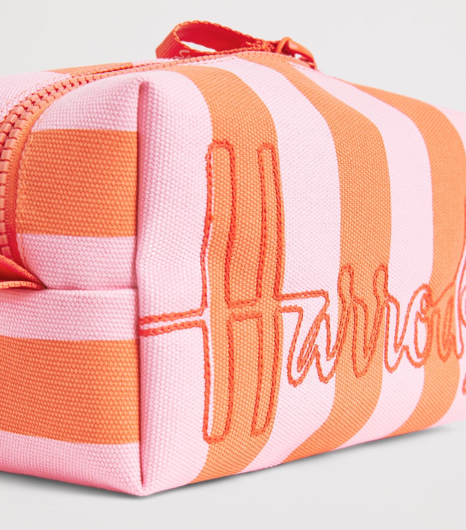 Cotton Stripe Logo Cosmetics Bag PINK Image 4