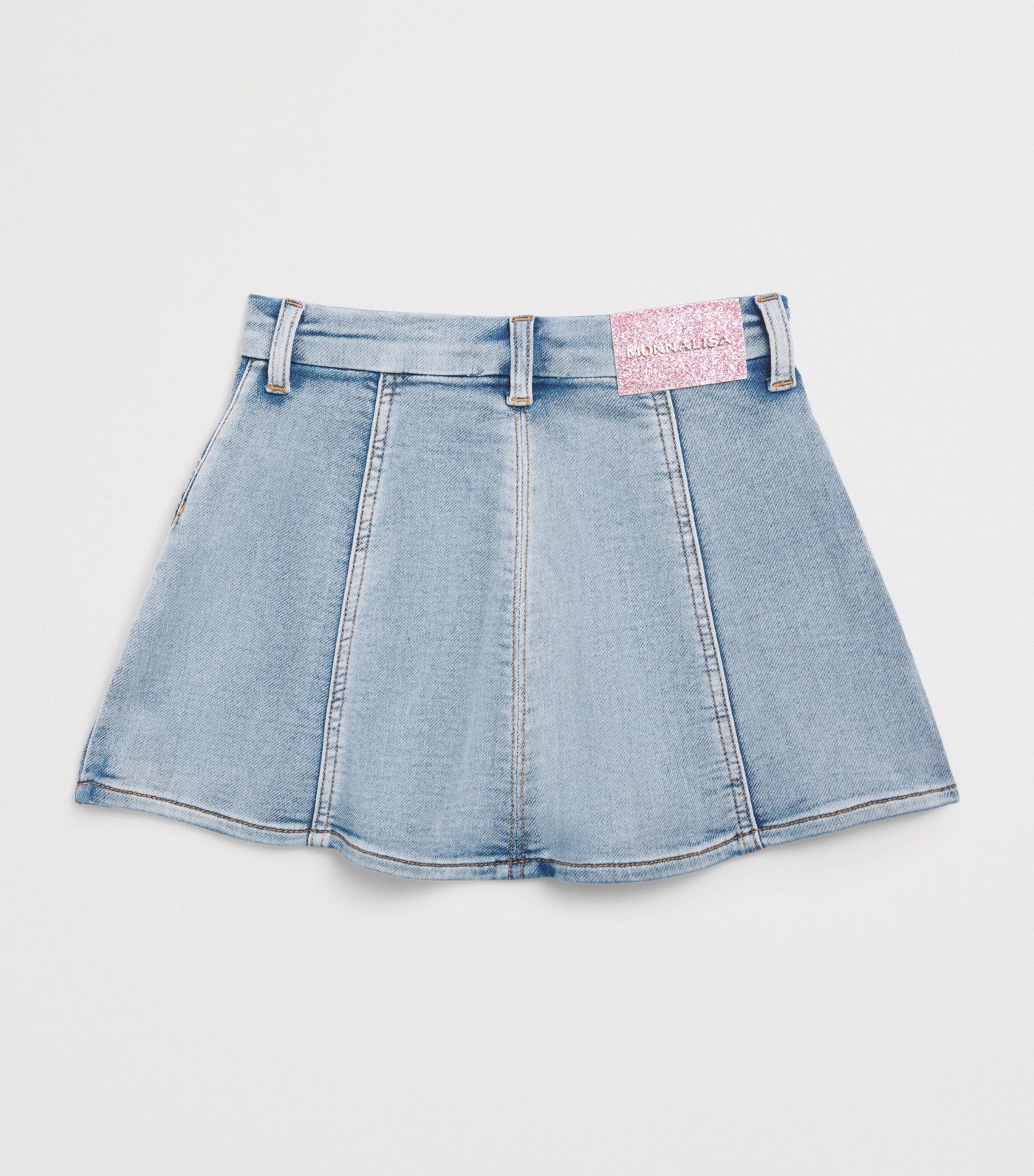 Monnalisa Denim Floral Appliqué Skirt (2-12 Years) Indigo Denim Image 2