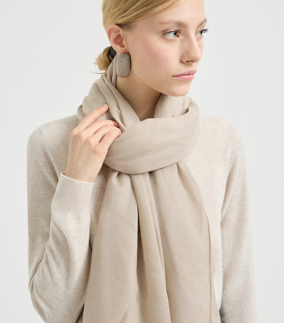 Brunello Cucinelli Cashmere-Silk Fringed Scarf Image 3