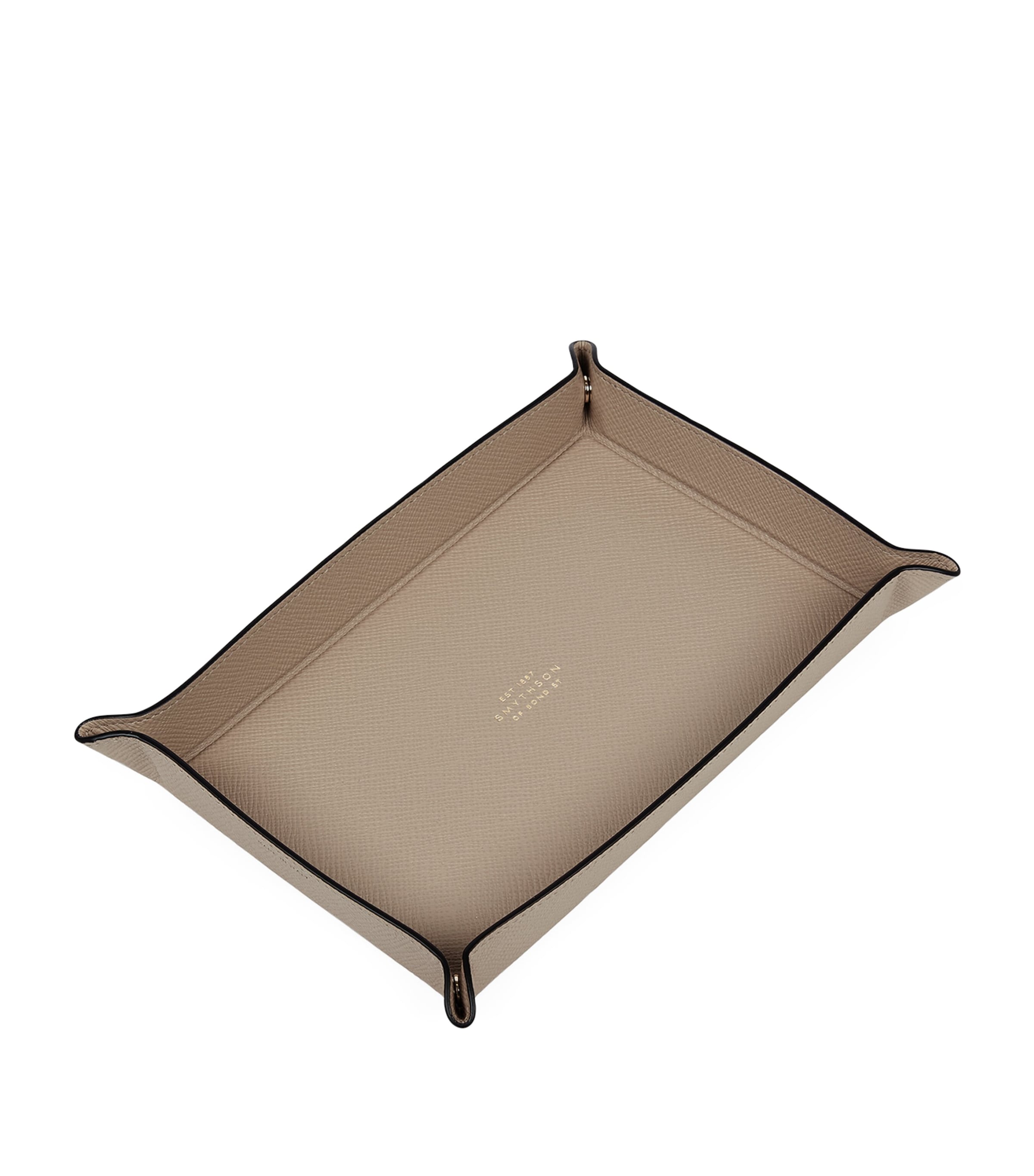 Smythson Small Panama Leather Rectangular Trinket Tray Sandstone Image 1