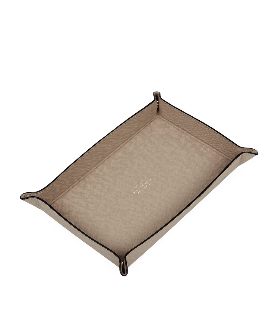 Smythson Small Panama Leather Rectangular Trinket Tray Sandstone Image 1