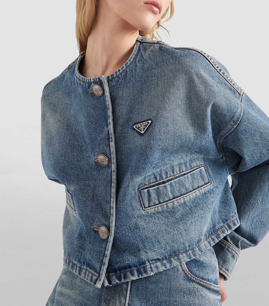 Denim Collarless Jacket F0BAU Image 3