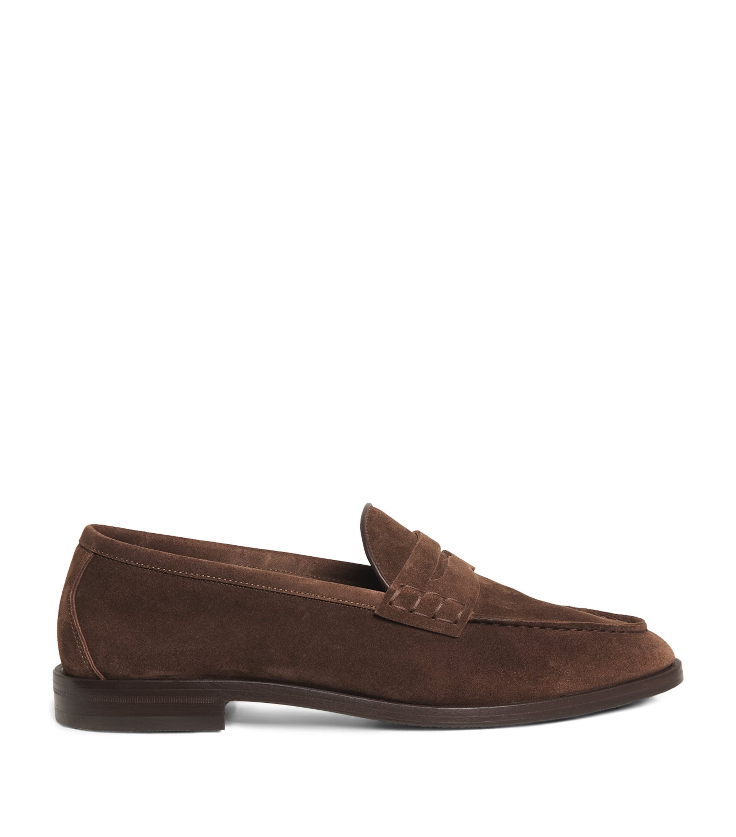 Ralph Lauren Suede Penny Loafers In Brown