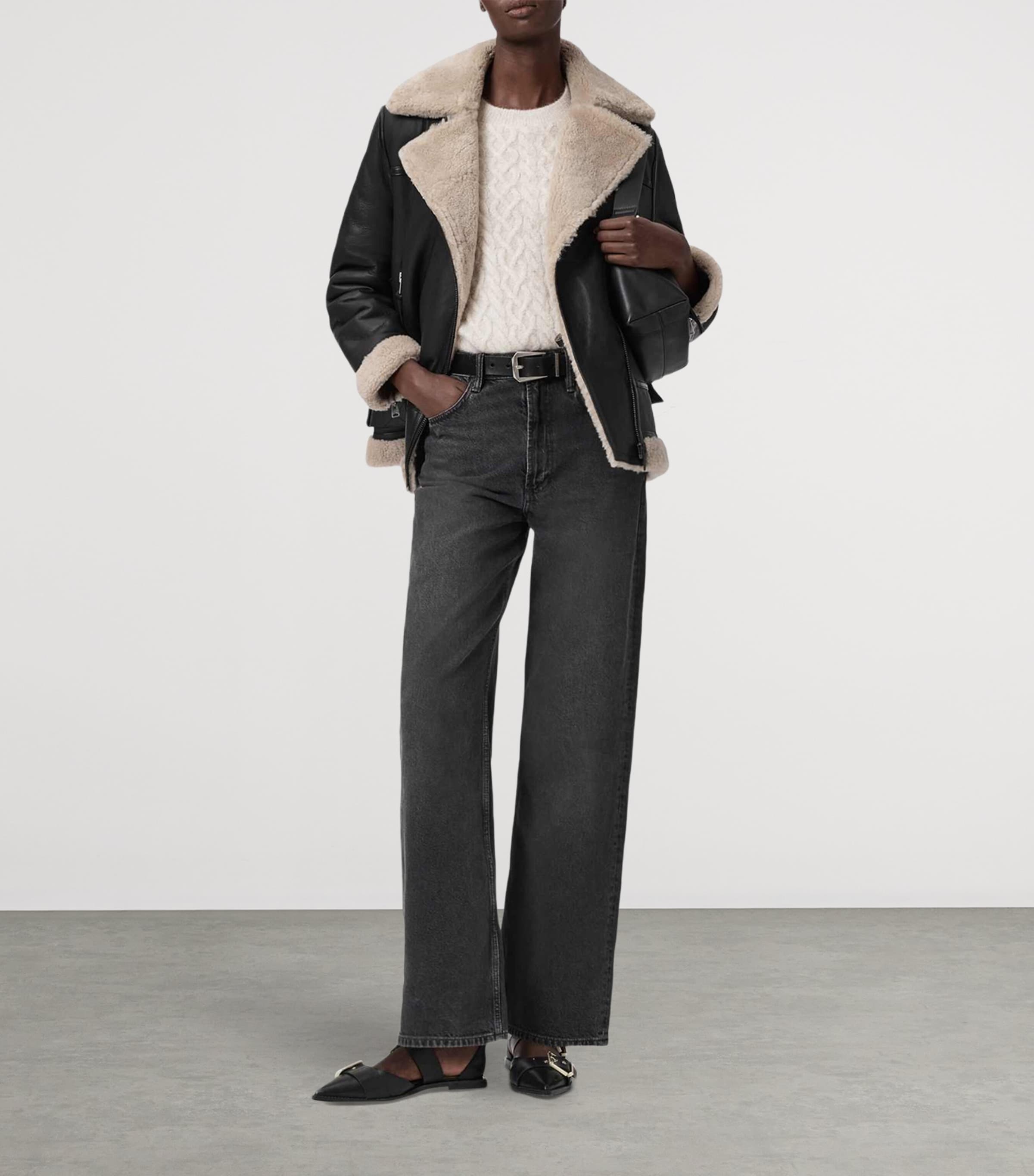 Shearling Sola Leather Jacket BLACK/NATURAL Image 3