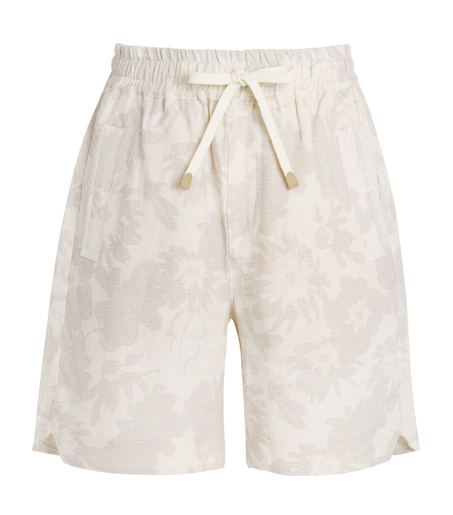 Eleventy Mens Linen Printed Bermuda Shorts Sabbia E Sabbia Image 1