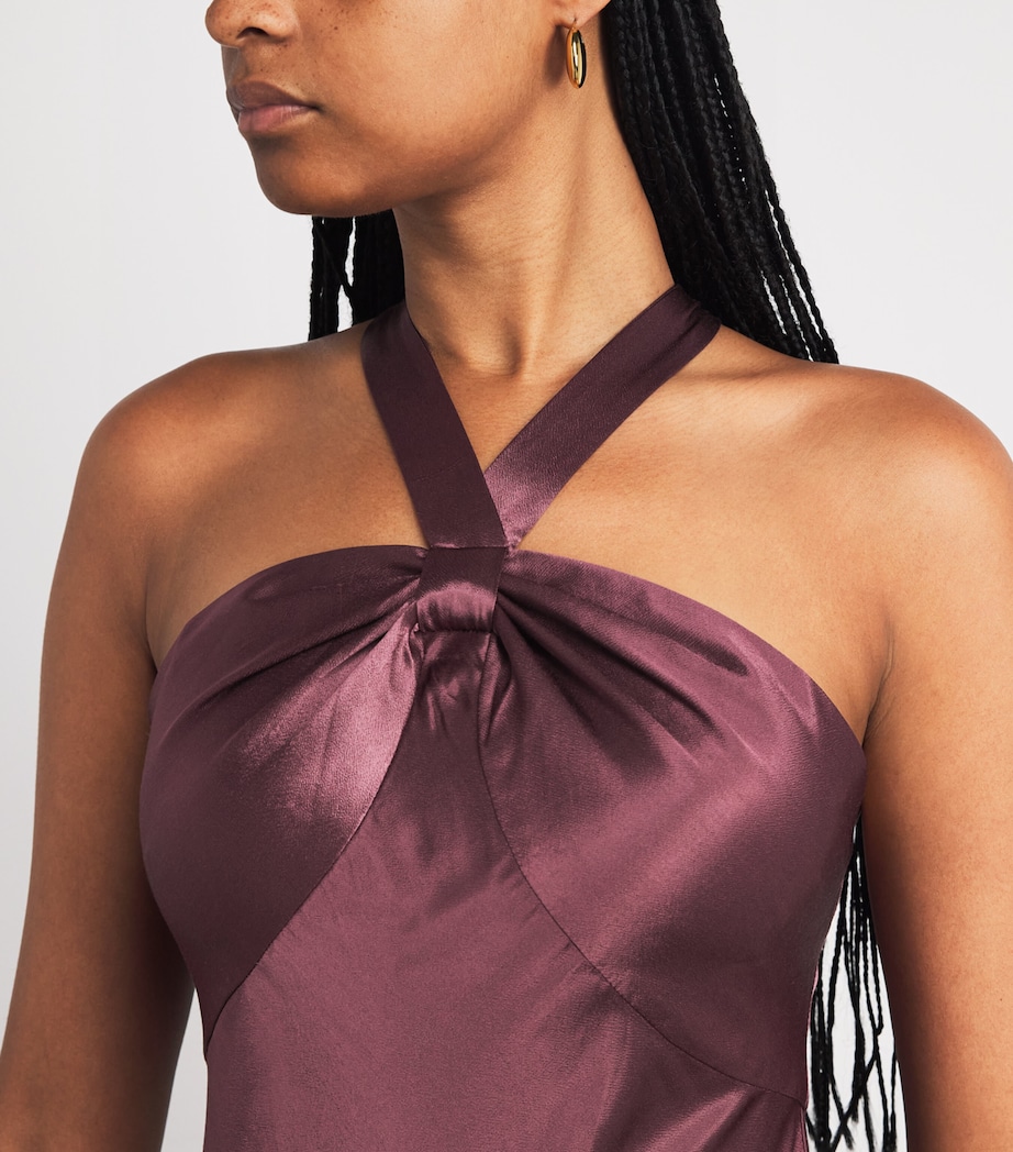 Rixo Womens Satin Losanna Maxi Dress Wine Image 3
