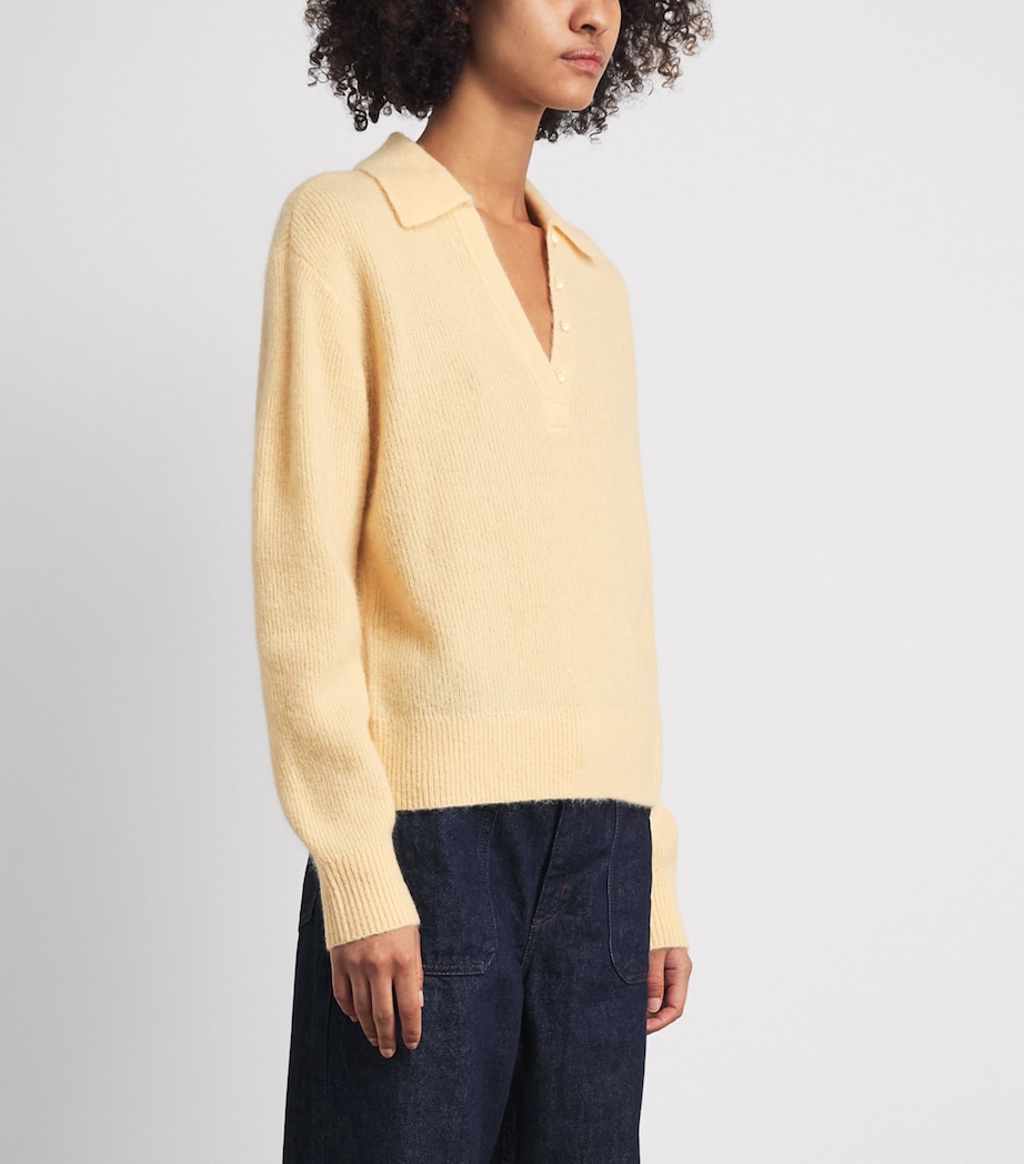 Claudie Pierlot Womens Textured Polo Sweater Baby Yellow Image 4
