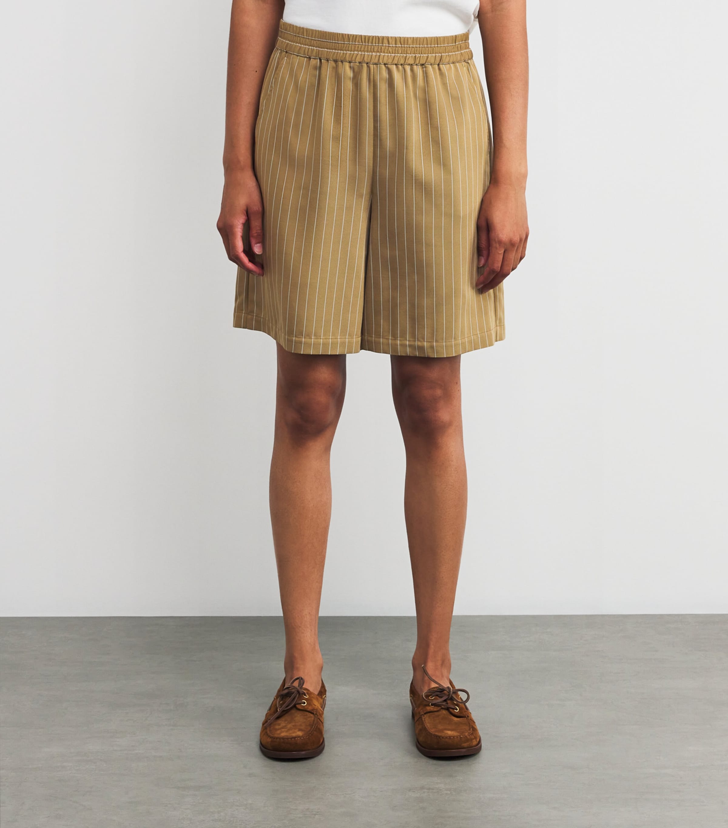 Stripe Elasticated Shorts OCHRE Image 3