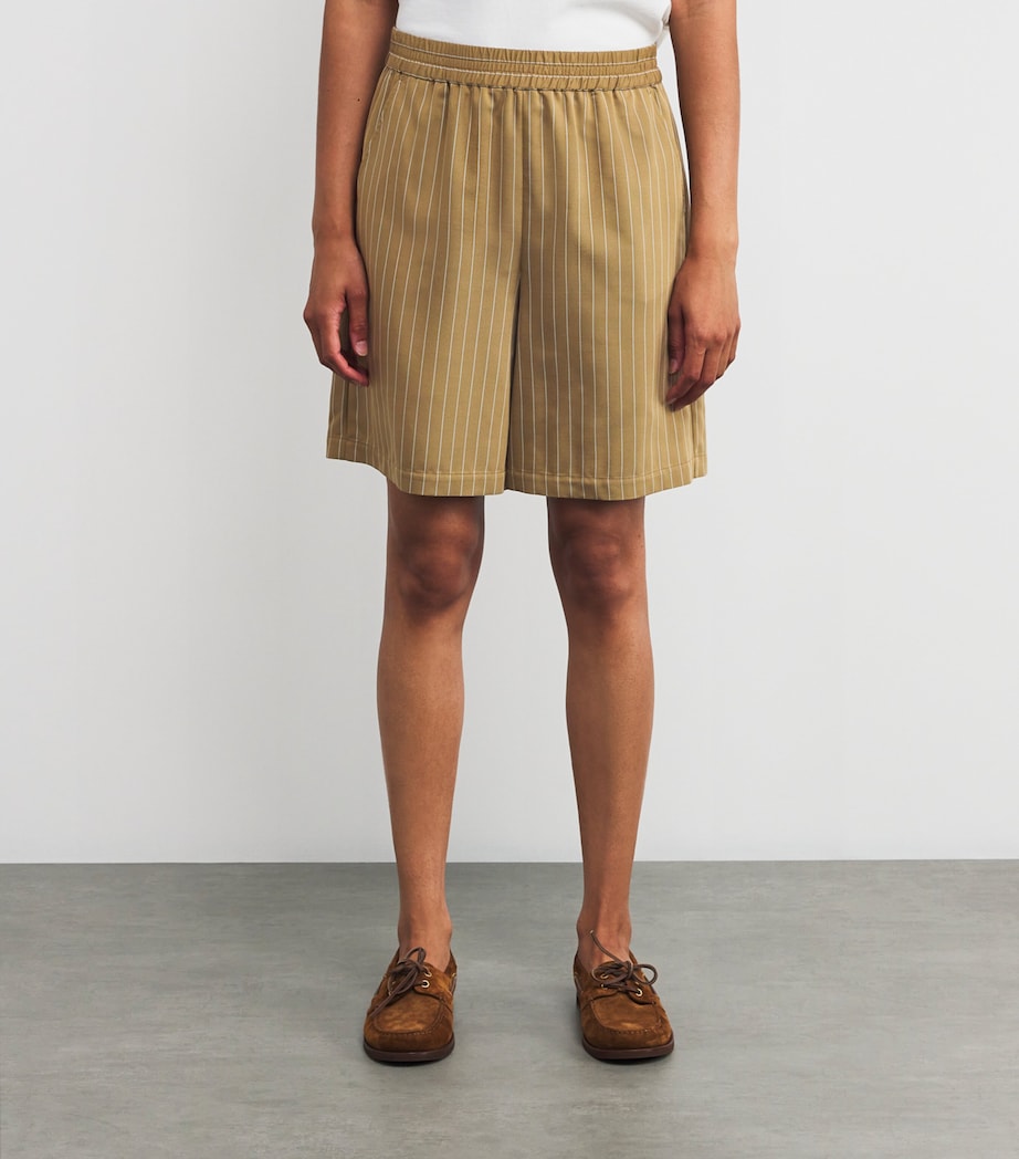Stripe Elasticated Shorts OCHRE Image 3