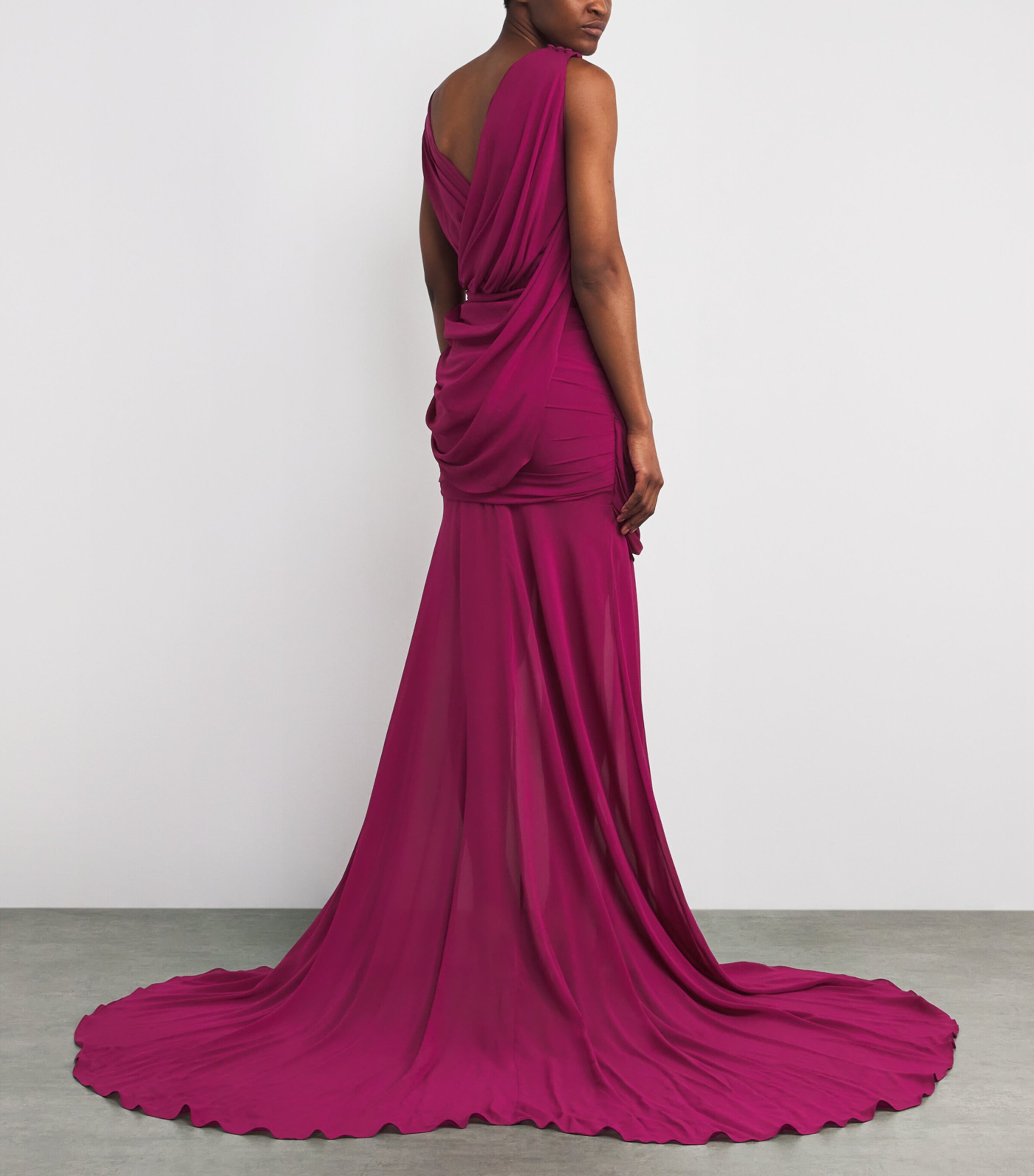 Sandra Mansour Womens Silk-Blend Crepe Ombre Gown Maroon Image 3