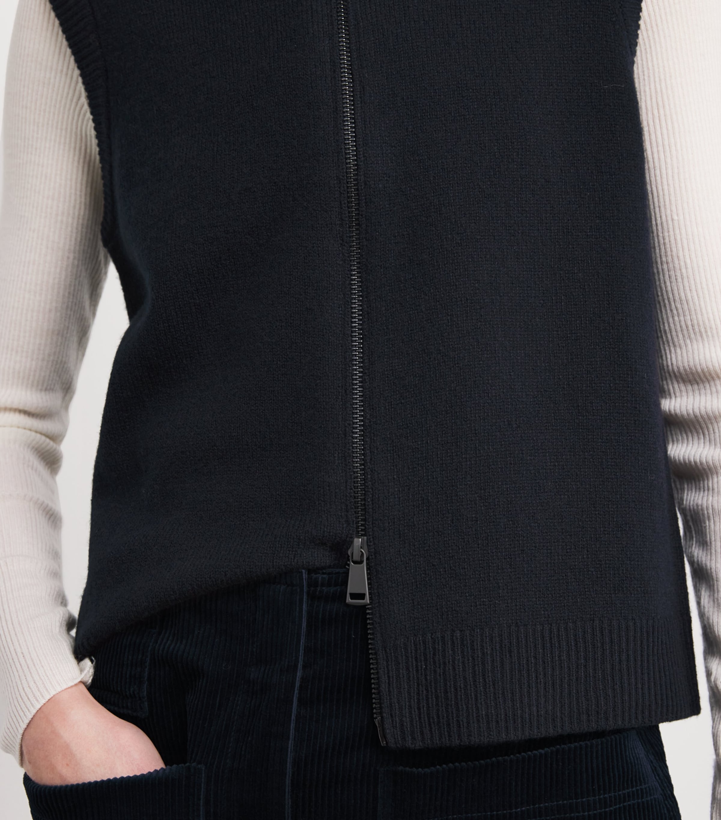 Wool Two-Way Zip Vest FORMAL NAVY Image 6