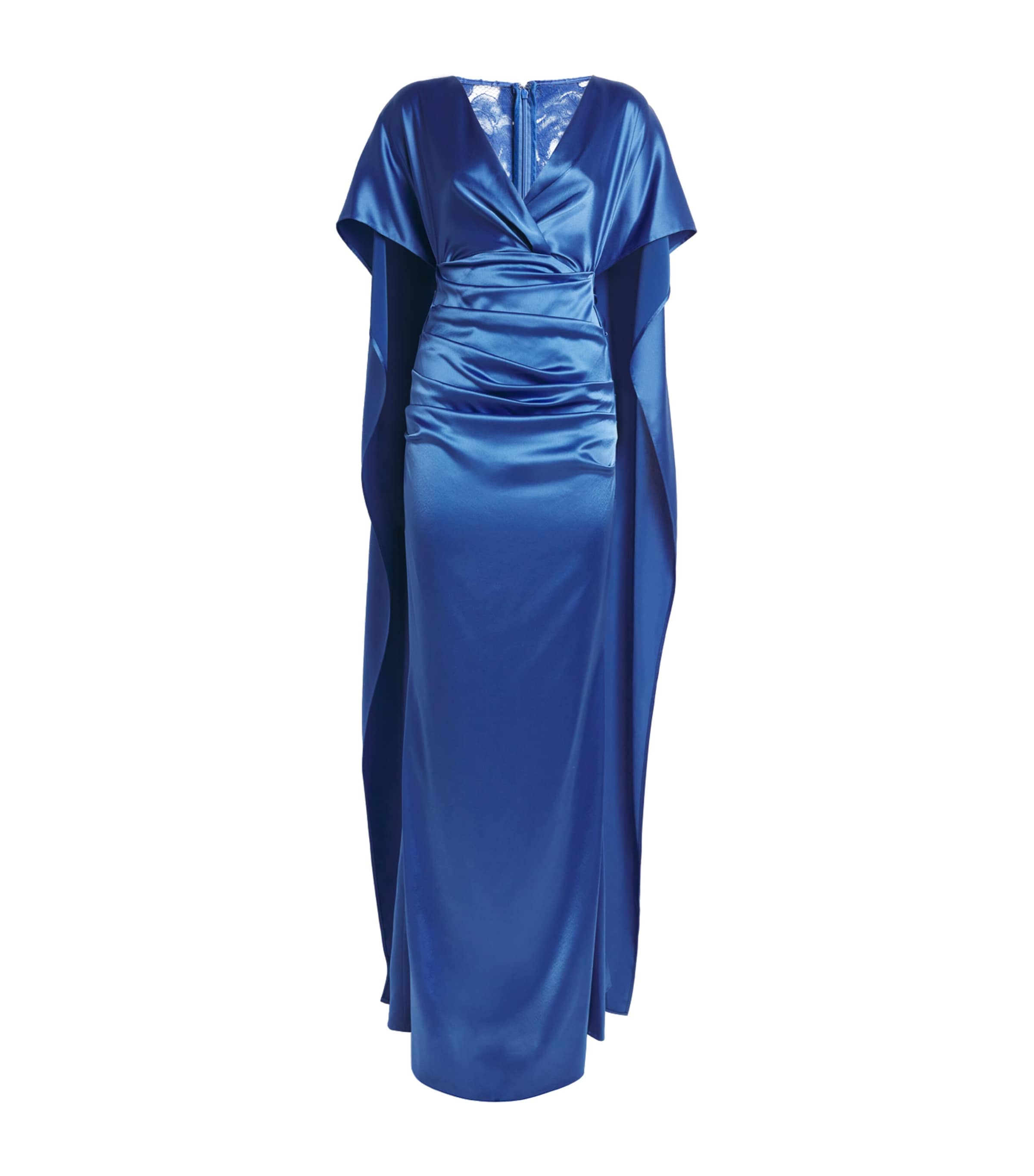 Talbot Runhof V-neck Draped Maxi Dress In Blue