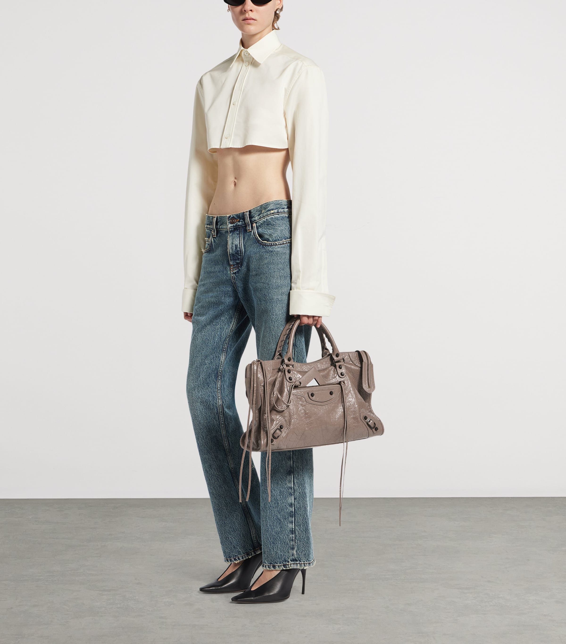 Balenciaga Womens Medium Leather Le City Top-Handle Bag Image 4