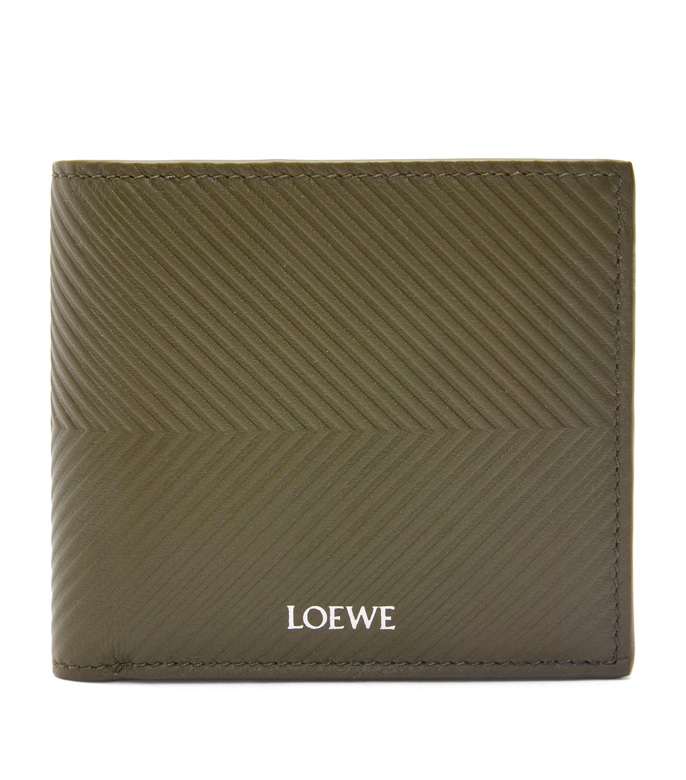 Loewe Textured Leather Bifold Wallet In Green