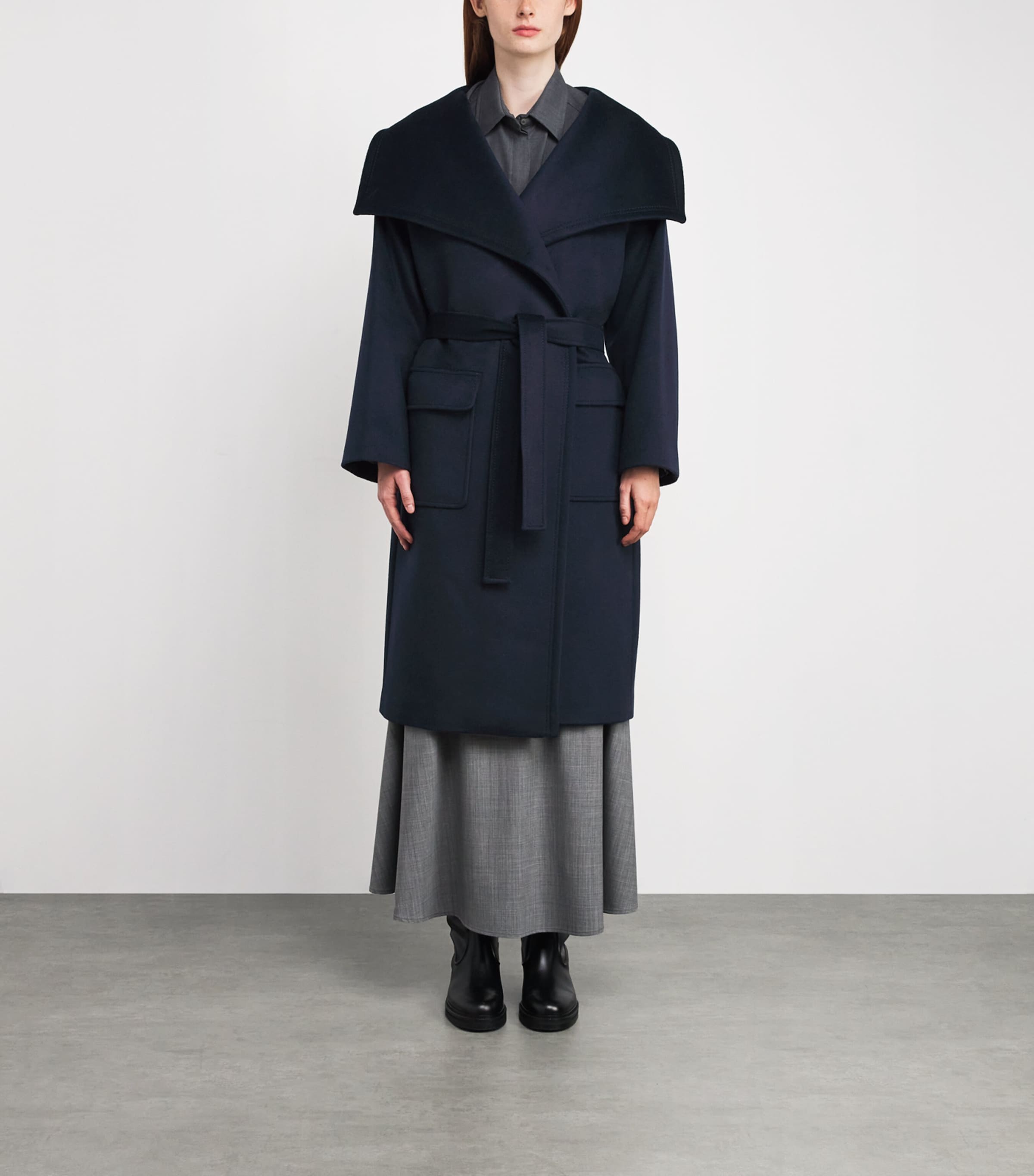 Wool-Cashmere Wrap Coat NAVY Image 3