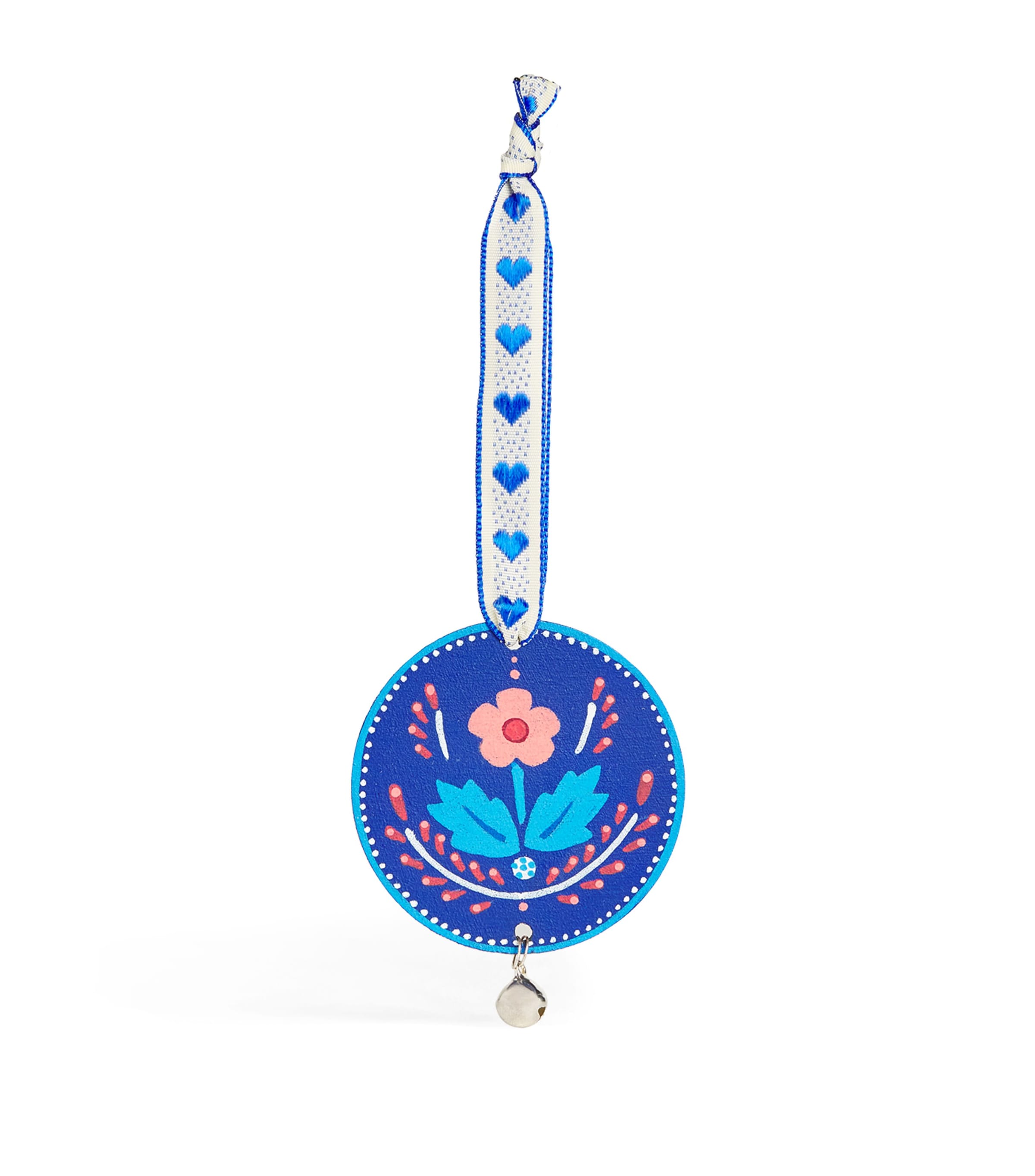 Harrods Wooden Folk Floral Bauble In Blue