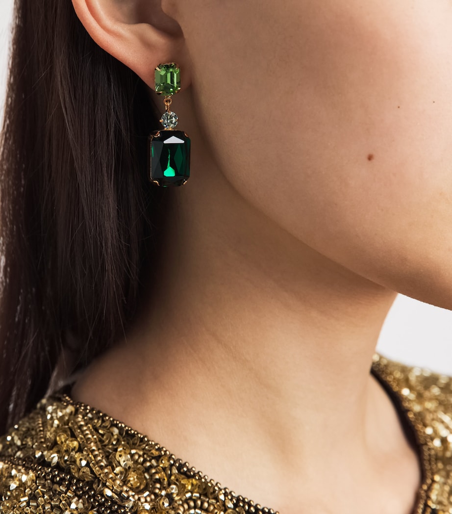 Jennifer Behr Yellow Gold-Plated Justine Drop Earrings Emerald Image 2