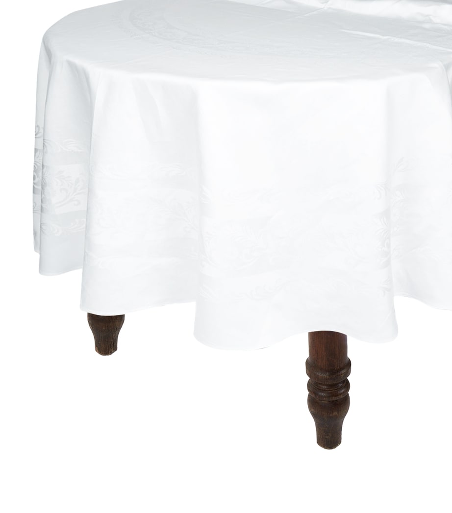 Linen Double Damask Tablecloth (274cm x 274cm) WHITE Image 1
