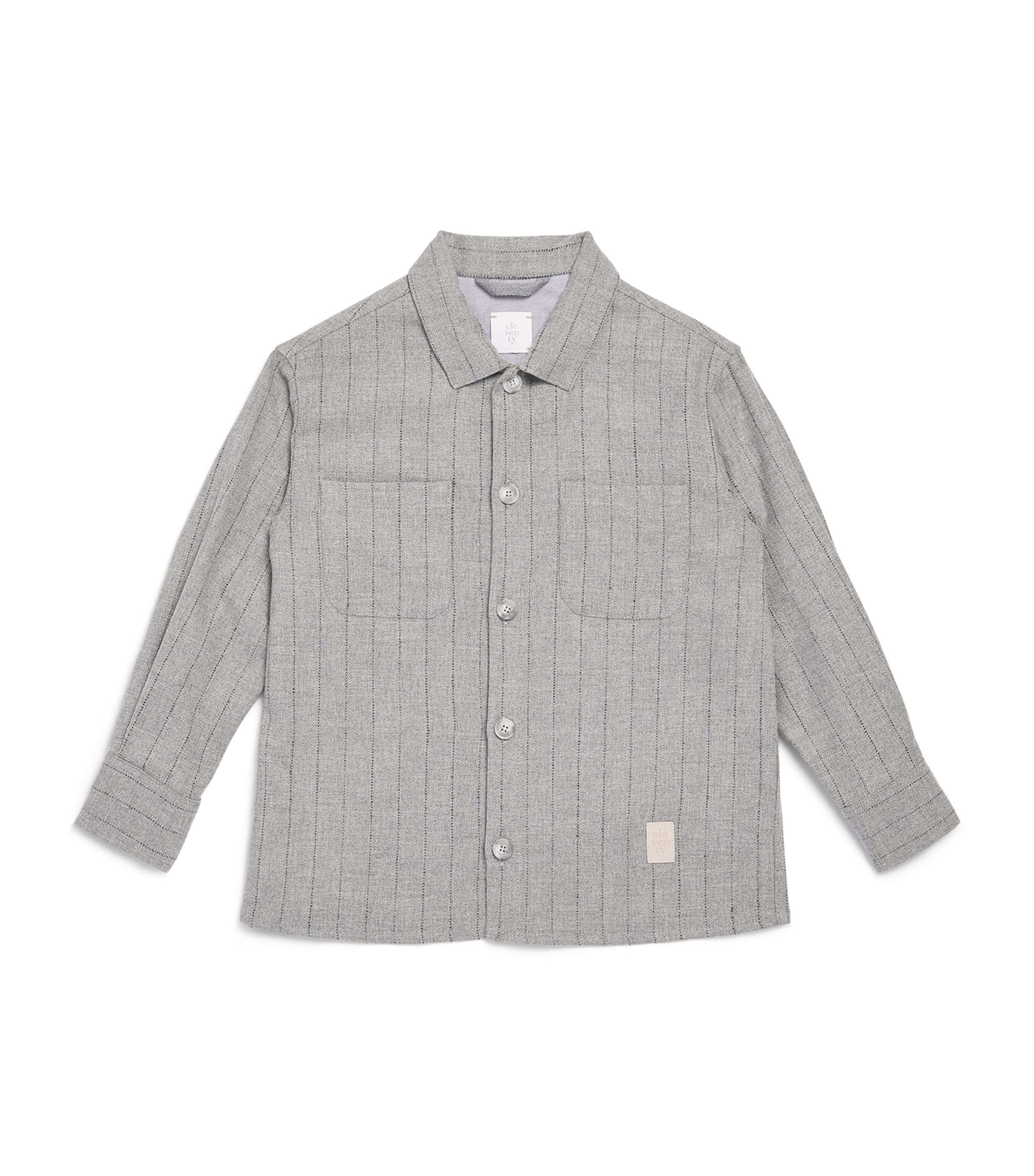Eleventy Kids Stripe Shirt (4-14 Years) Grigio Med Mel. Image 1