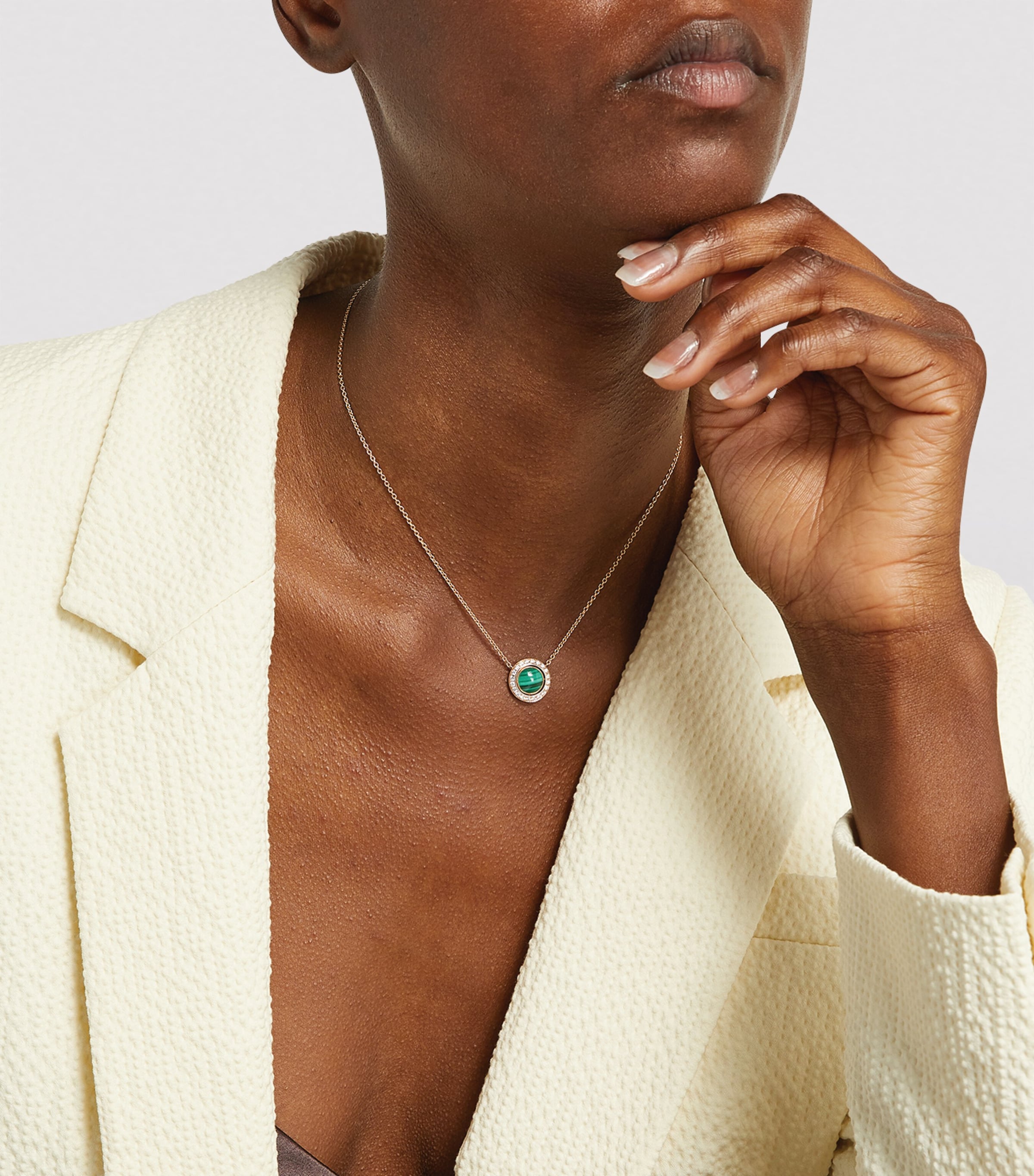 Rose Gold, Diamond and Malachite Possession Necklace GREEN Image 4