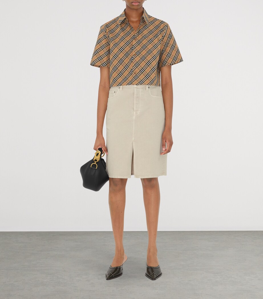 Cotton Cropped Check Shirt SAND IP CHECK Image 2