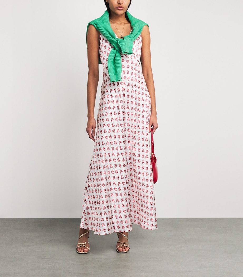 Maje Womens Silk Floral Maxi Dress Red Small Flowers Image 2